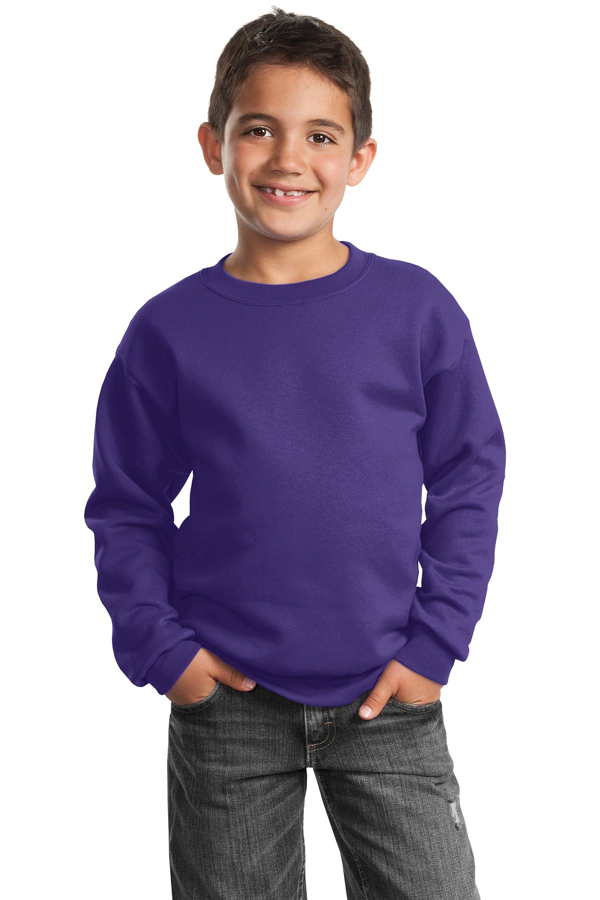 Custom Embroidered - Port & Company® - Youth Core Fleece Crewneck Sweatshirt.  PC90Y