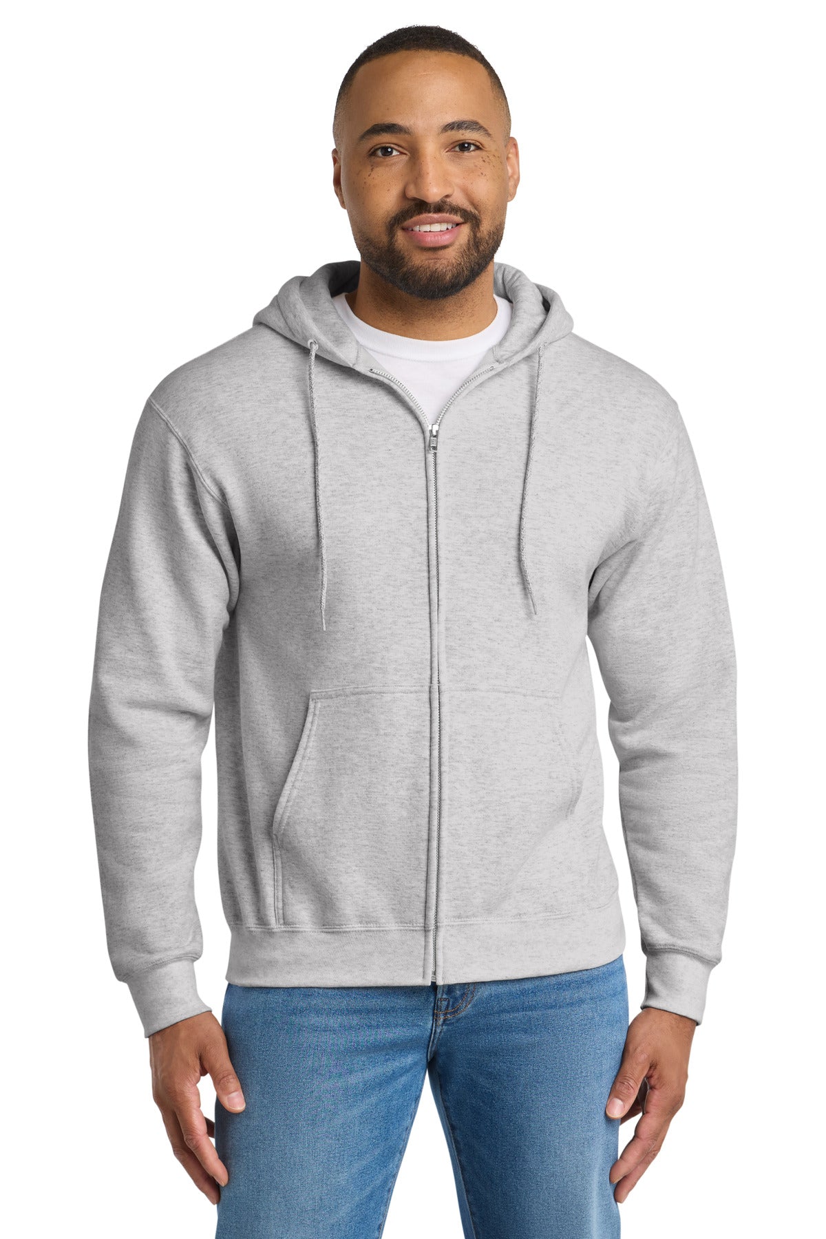 Custom Embroidery or DTF Print - Port & Co ® Tall Essential Fleece Full-Zip Hooded Sweatshirt. PC90ZHT
