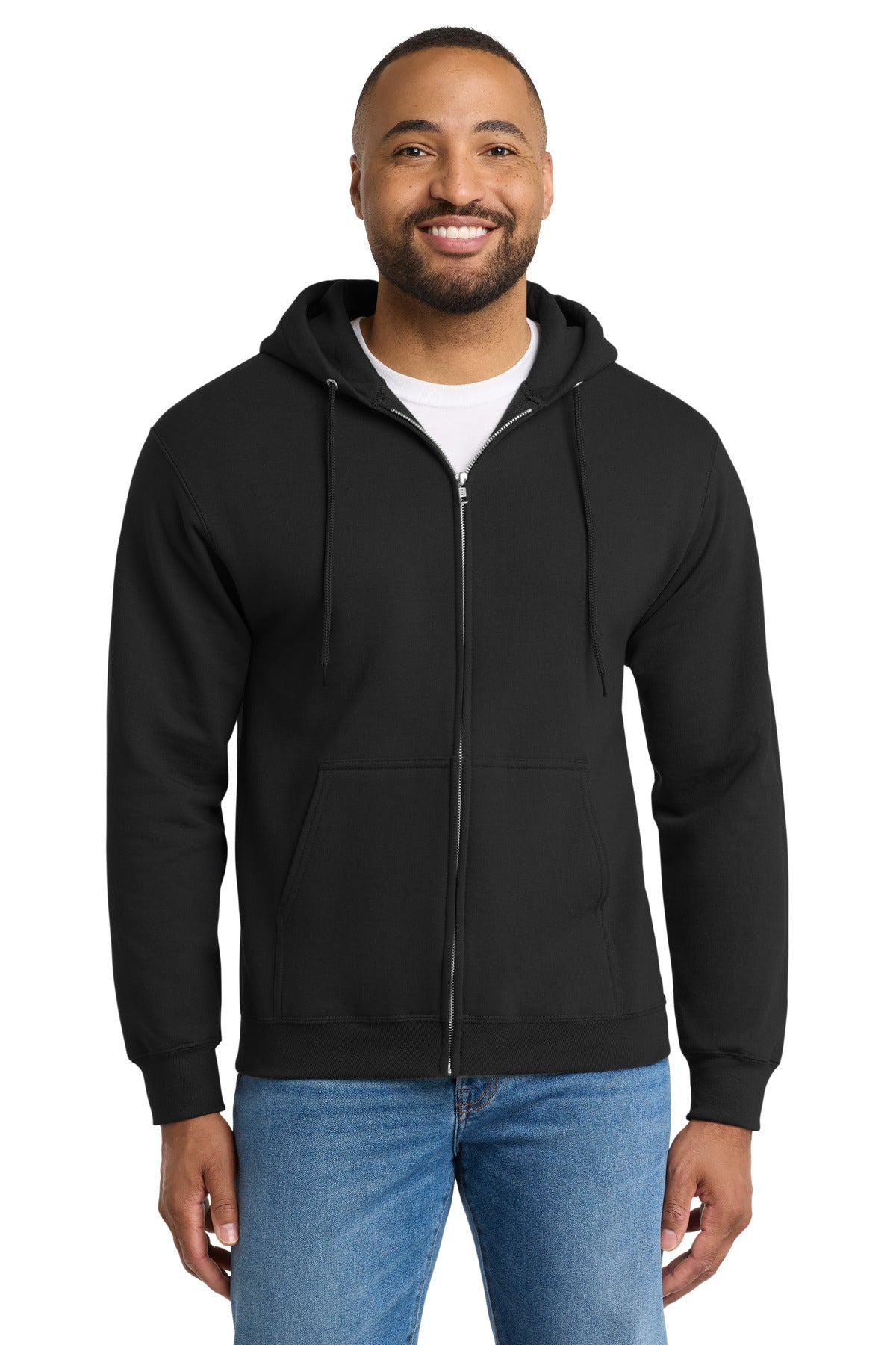 Custom Embroidered or DTF Print on Port & Co ™ Tall Essential Fleece Full-Zip Hooded Sweatshirt. PC90ZHT