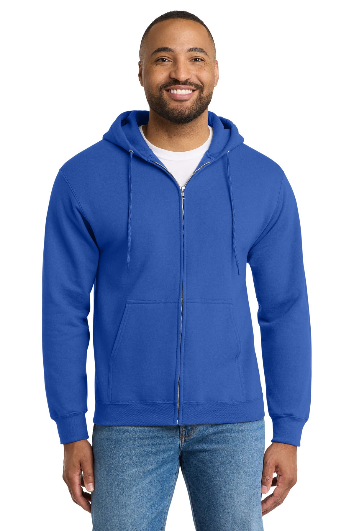 Custom Embroidery or DTF Print - Port & Co ® Tall Essential Fleece Full-Zip Hooded Sweatshirt. PC90ZHT