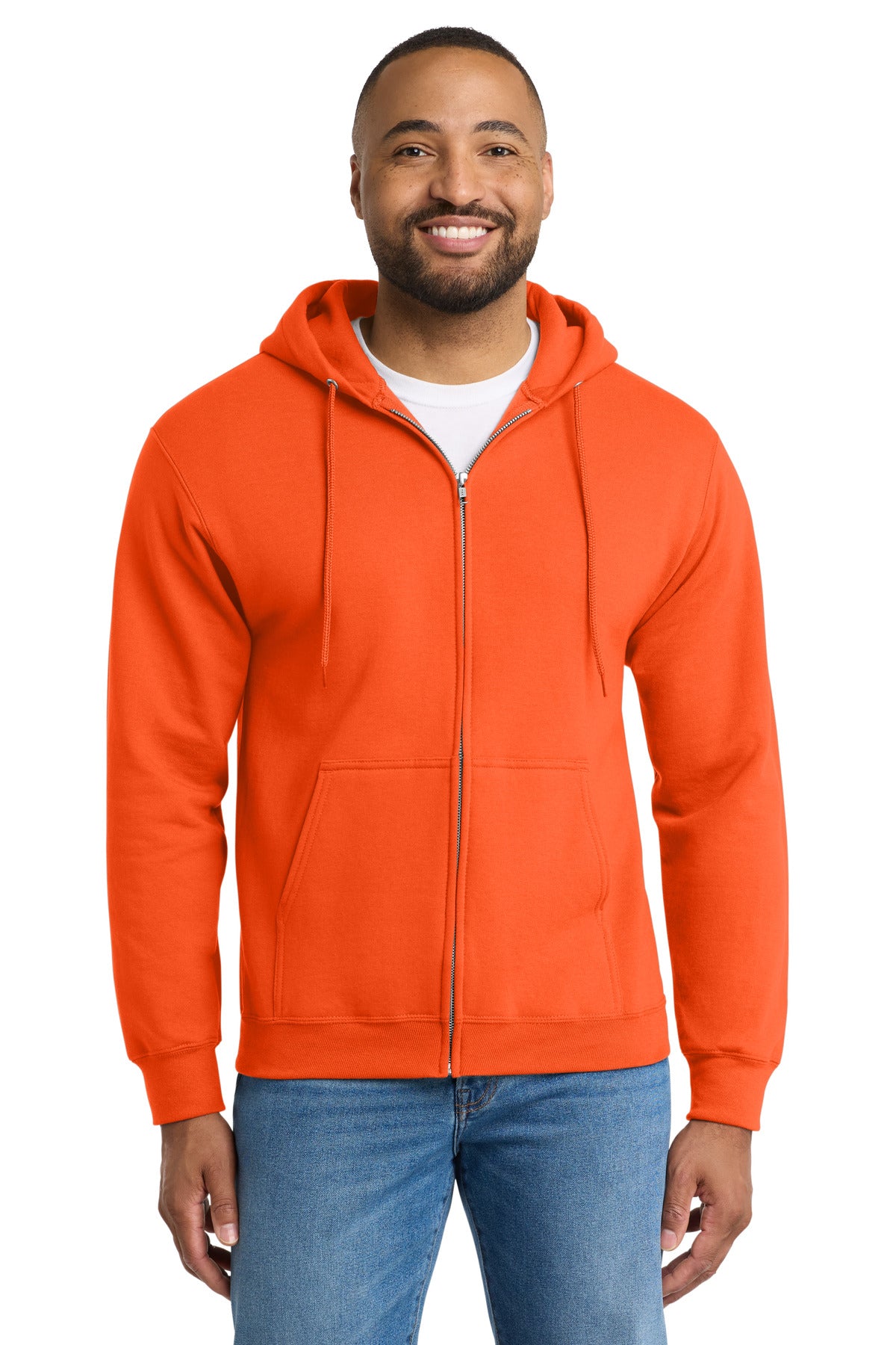 Custom Embroidered or DTF Print on Port & Co ™ Tall Essential Fleece Full-Zip Hooded Sweatshirt. PC90ZHT