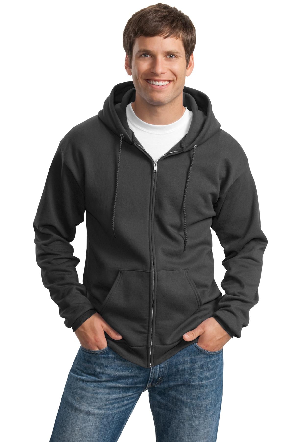 Custom Embroidered - Port & Company® Tall Essential Fleece Full-Zip Hooded Sweatshirt. PC90ZHT