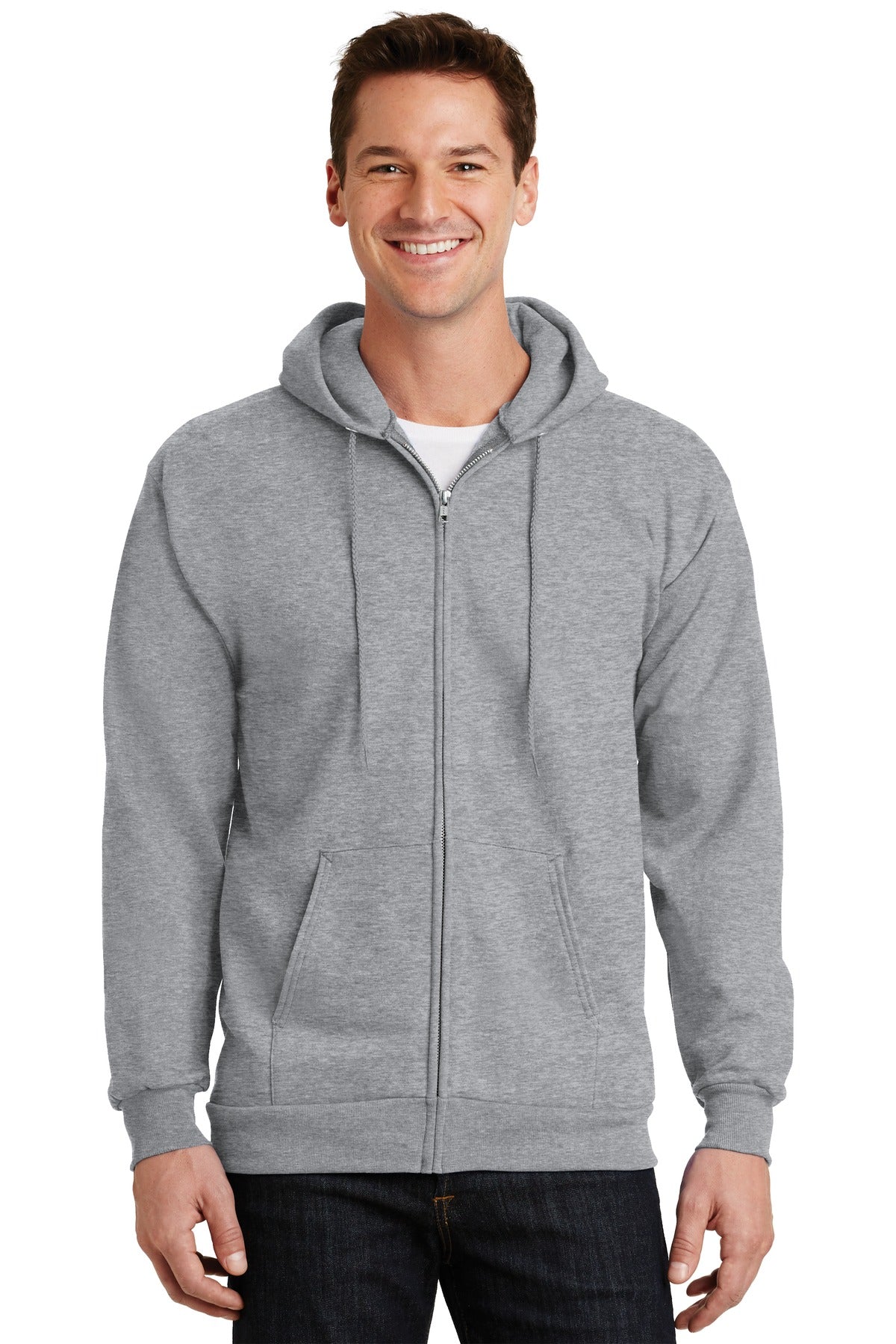 Custom Embroidered or DTF Print on Port & Co ™ Essential Fleece Full-Zip Hooded Sweatshirt. PC90ZH