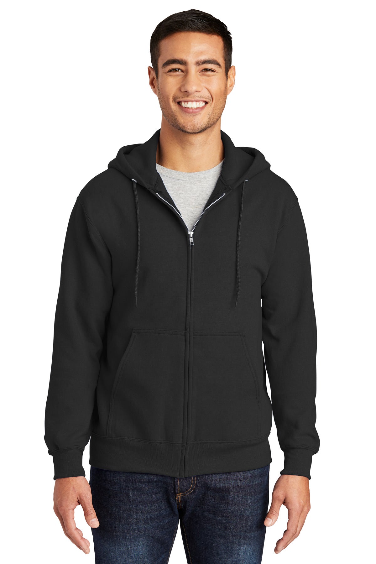 Custom Embroidered - Port & Company® Tall Essential Fleece Full-Zip Hooded Sweatshirt. PC90ZHT