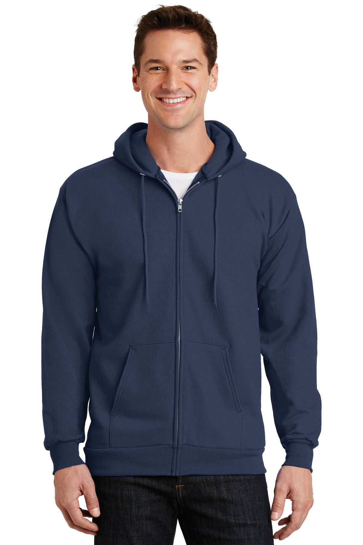 Custom Embroidered or DTF Print on Port & Co ™ Essential Fleece Full-Zip Hooded Sweatshirt. PC90ZH