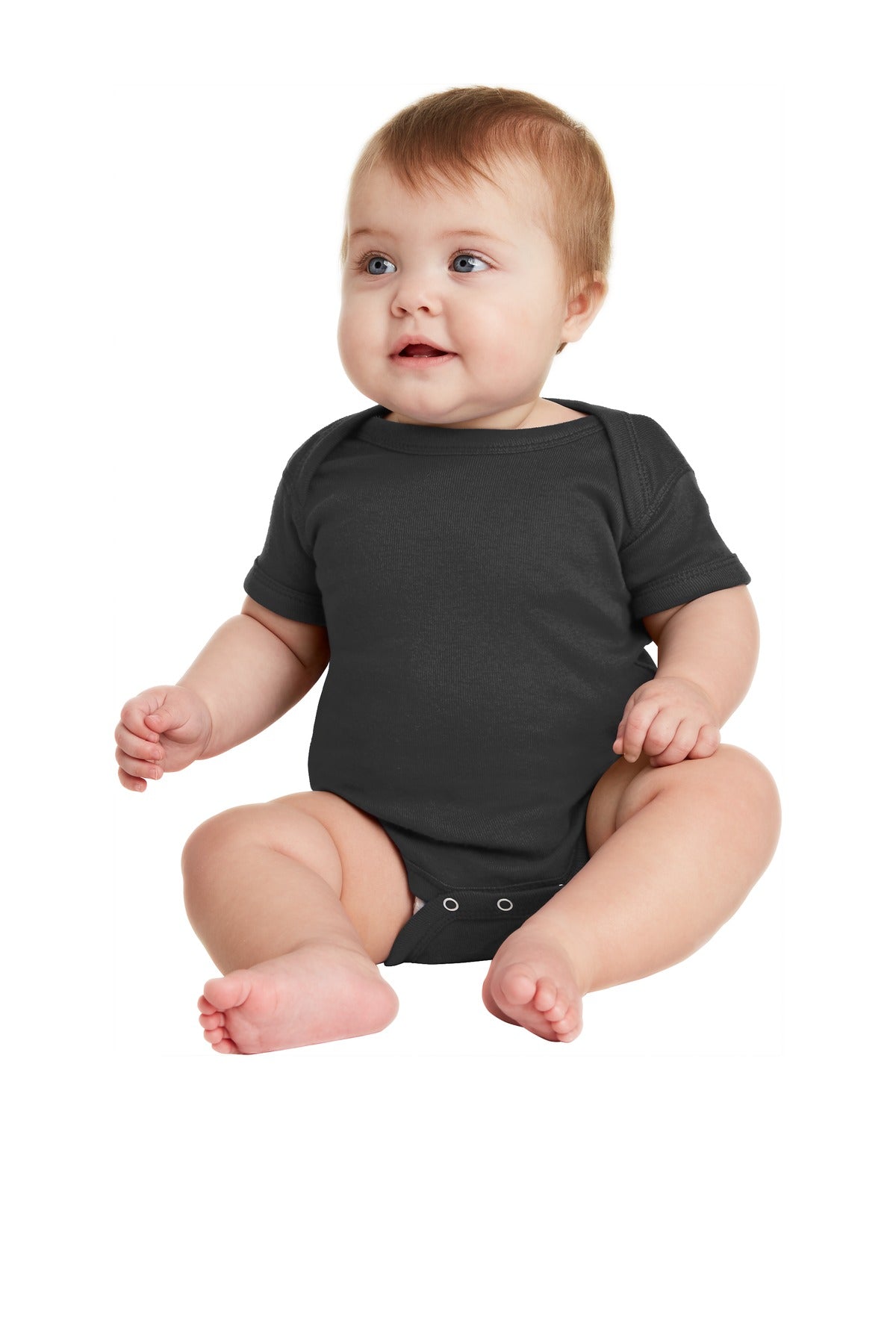 Custom Embroidered - Rabbit Skins™ Infant Short Sleeve Baby Rib Bodysuit. RS4400