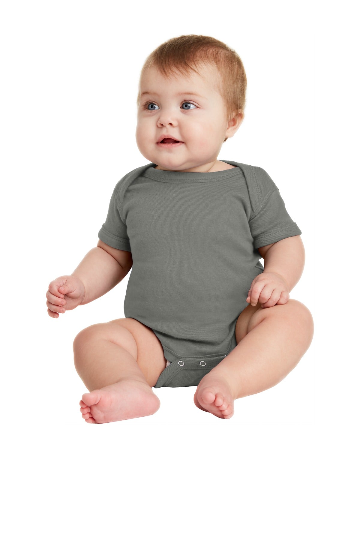 Custom Embroidered - Rabbit Skins™ Infant Short Sleeve Baby Rib Bodysuit. RS4400