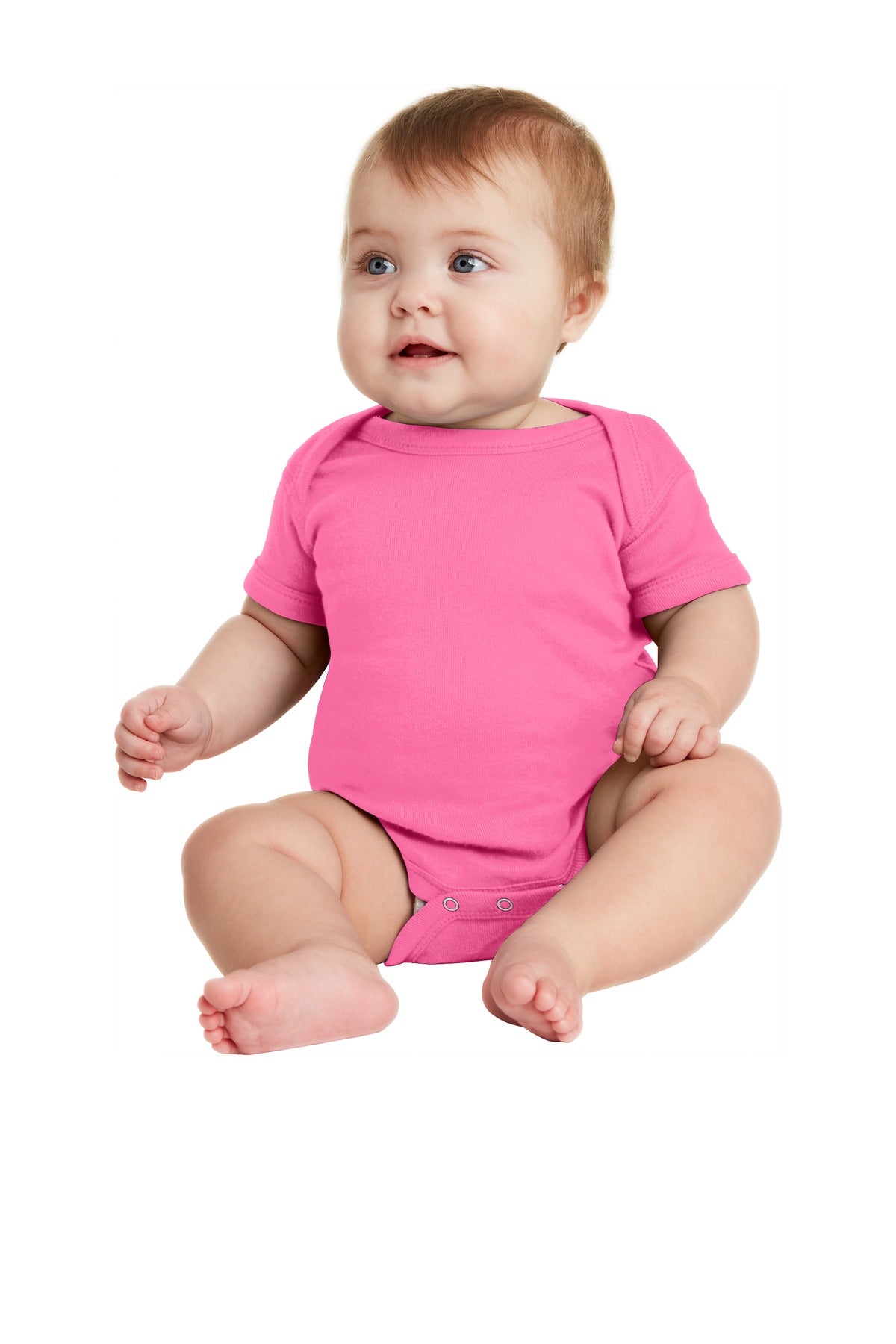 Custom Embroidered - Rabbit Skins™ Infant Short Sleeve Baby Rib Bodysuit. RS4400