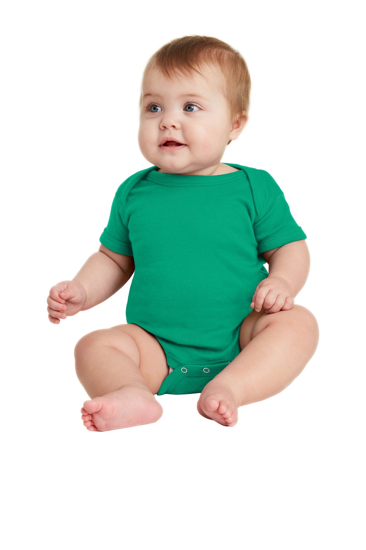 Custom Embroidered - Rabbit Skins™ Infant Short Sleeve Baby Rib Bodysuit. RS4400