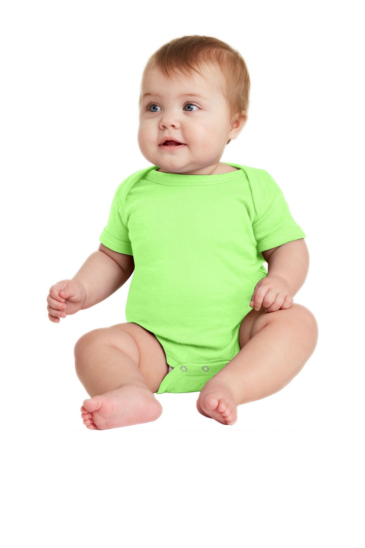 Custom Embroidered - Rabbit Skins™ Infant Short Sleeve Baby Rib Bodysuit. RS4400