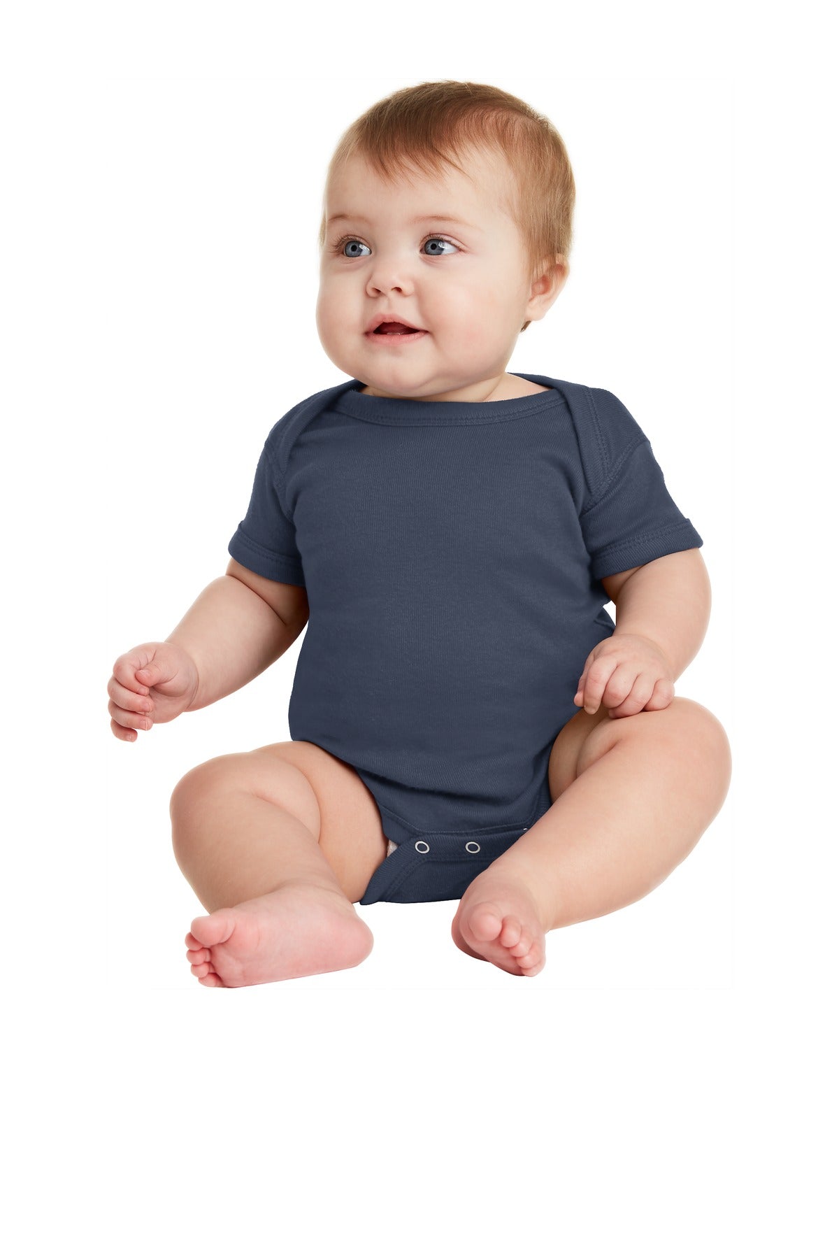 Custom Embroidered - Rabbit Skins™ Infant Short Sleeve Baby Rib Bodysuit. RS4400