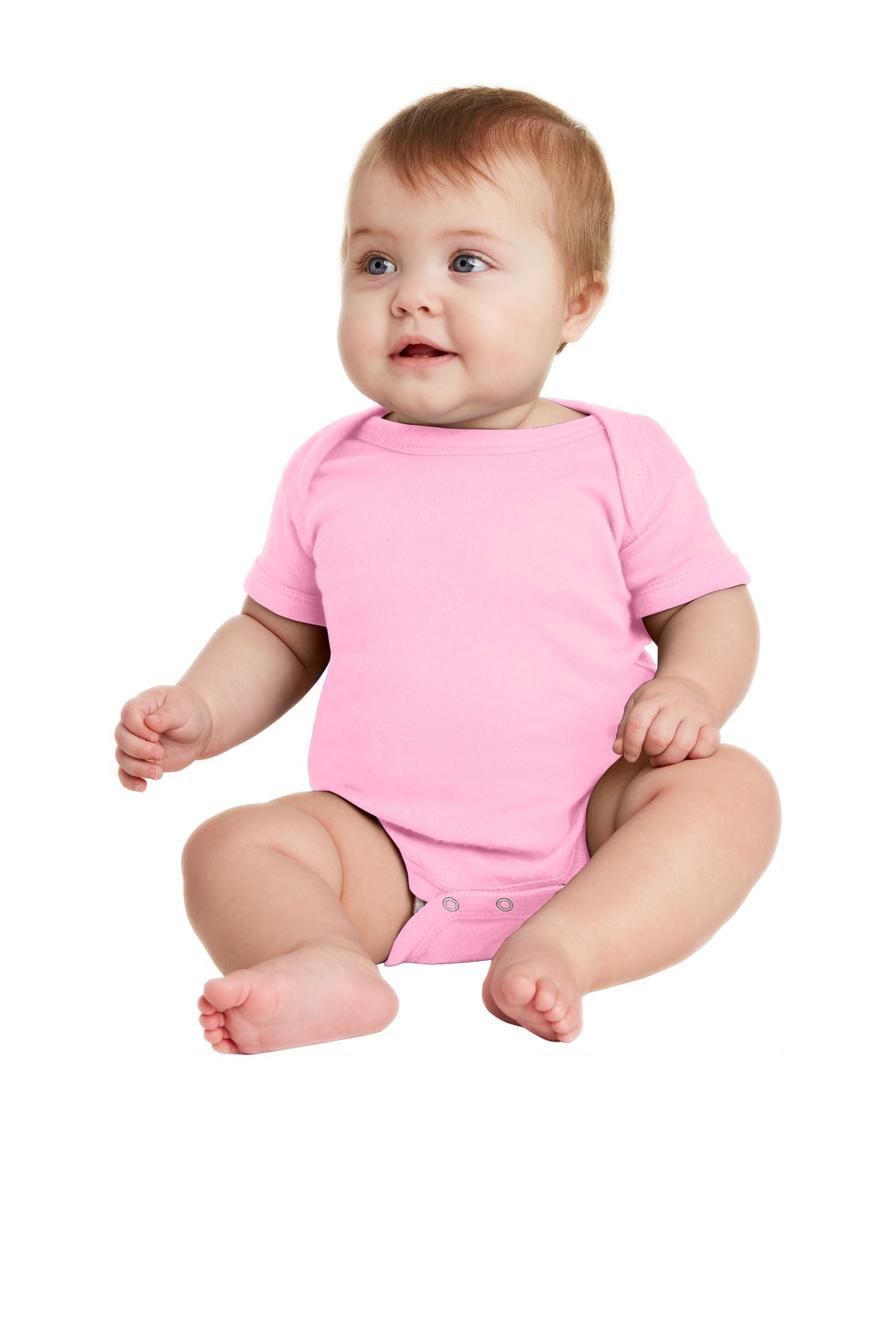 Custom Embroidered - Rabbit Skins™ Infant Short Sleeve Baby Rib Bodysuit. RS4400