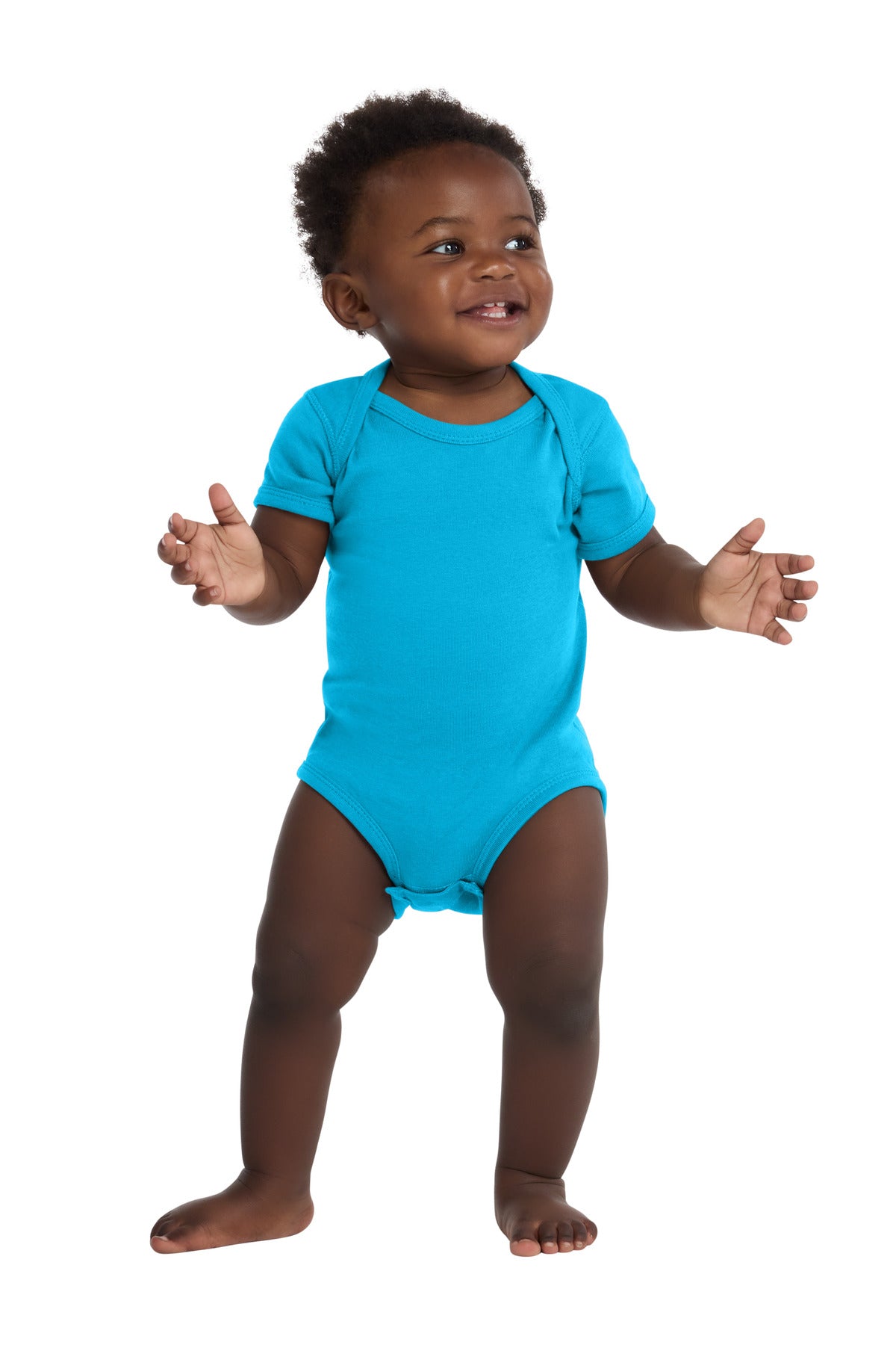 Custom Embroidered or DTF Printed - Rabbit Skins ™ Infant Short Sleeve Baby Rib Bodysuit. RS4400