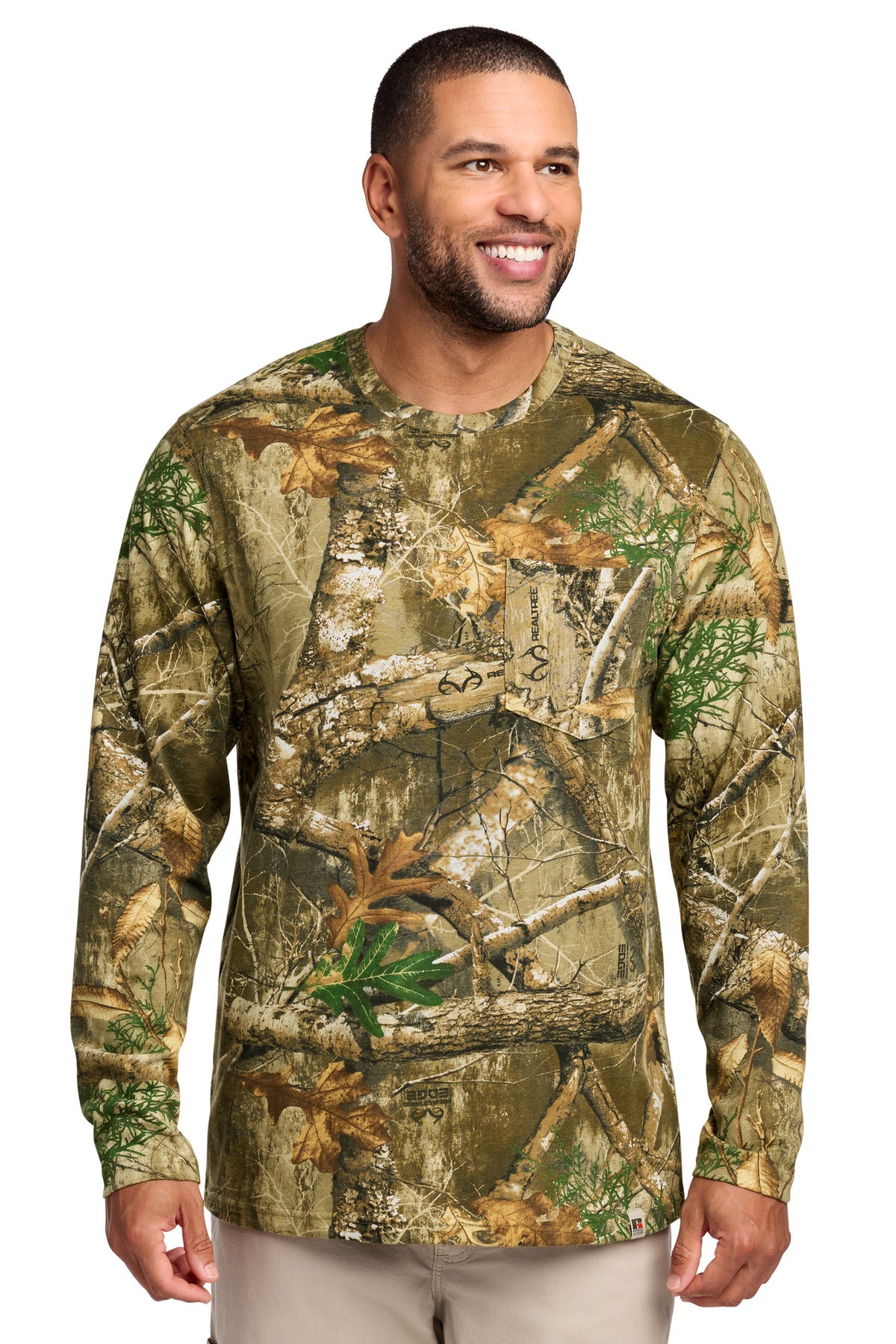 Custom Embroidery or DTF Print - Russell Outdoors ™ Realtree ® Long Sleeve Pocket Tee RU100LSP