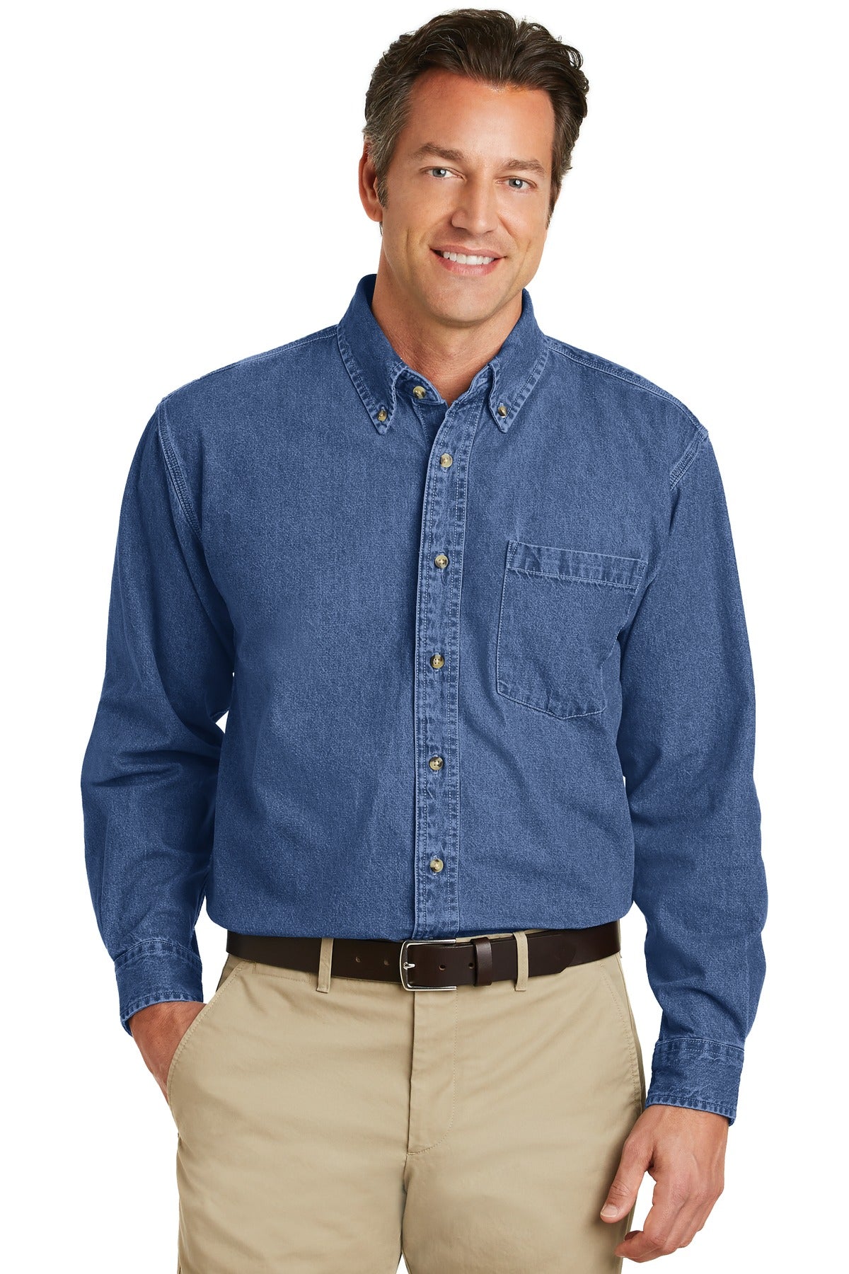Custom Embroidery or DTF Print - Port Authority ® Heavyweight Denim Shirt. S100