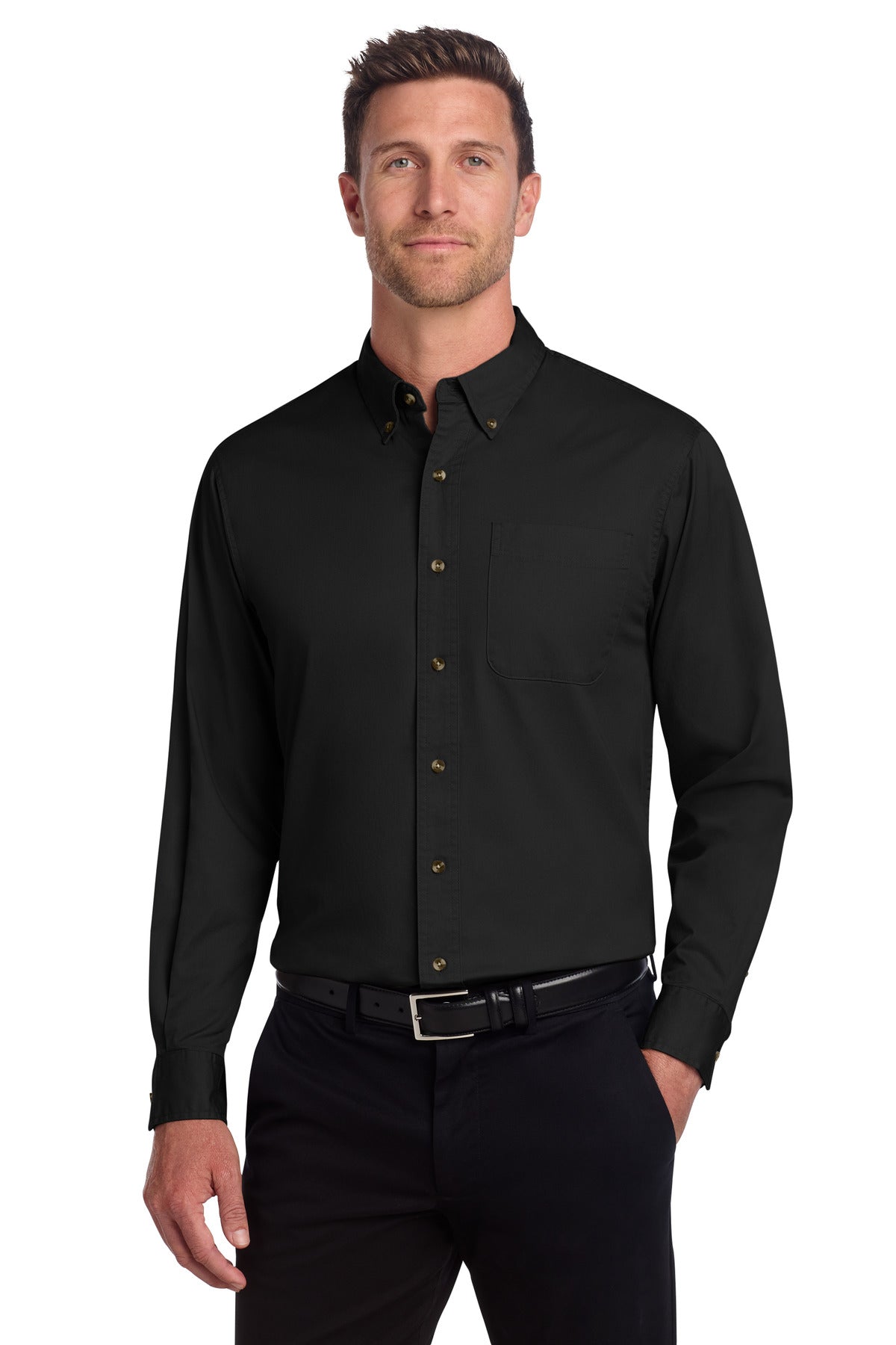 Custom Embroidery or DTF Print - Port Authority ® Long Sleeve Twill Shirt. S600T