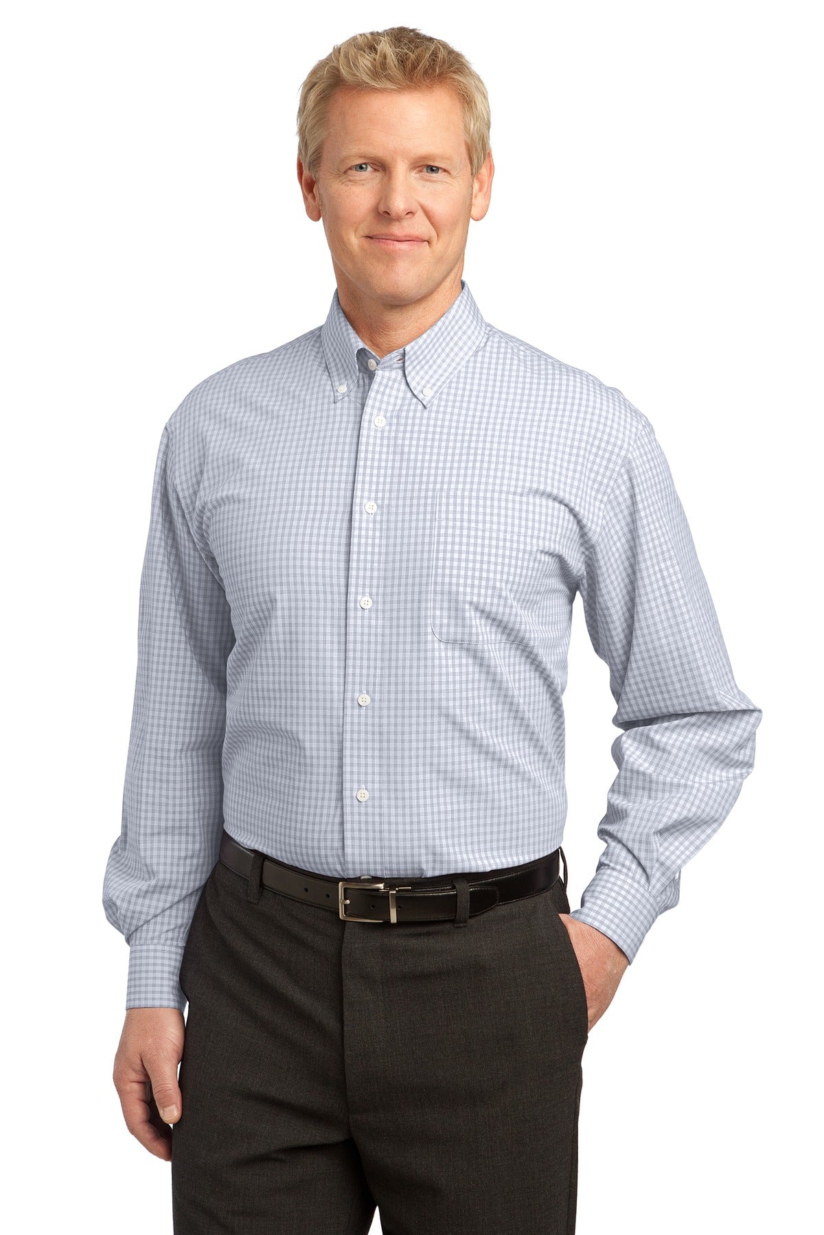 Custom Embroidered - Port Authority© Plaid Pattern Easy Care Shirt. S639
