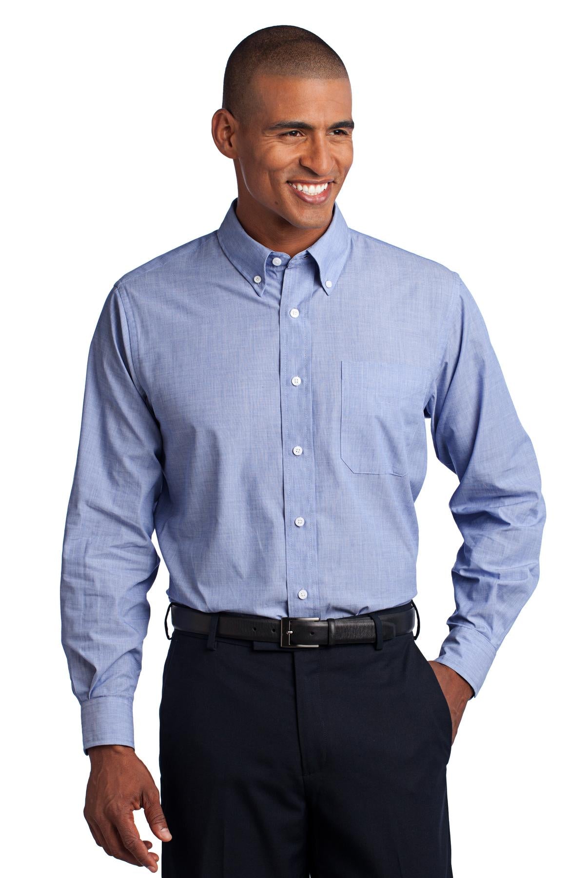 Custom Embroidery or DTF Print - Port Authority ® Crosshatch Easy Care Shirt. S640