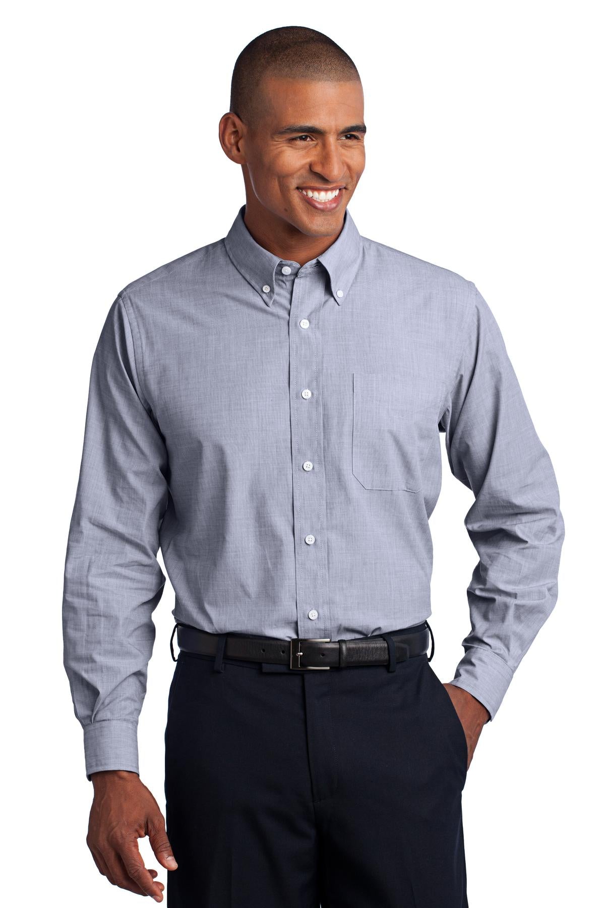 Custom Embroidery or DTF Print - Port Authority ® Crosshatch Easy Care Shirt. S640