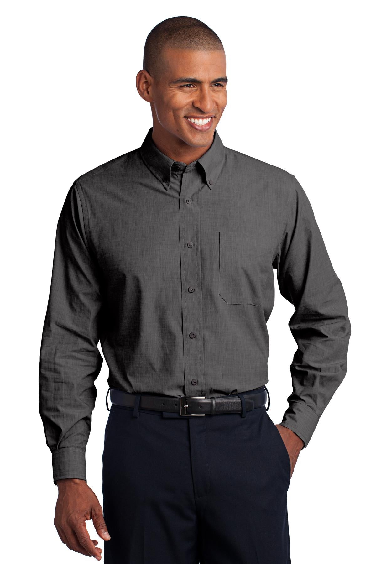 Custom Embroidery or DTF Print - Port Authority ® Crosshatch Easy Care Shirt. S640