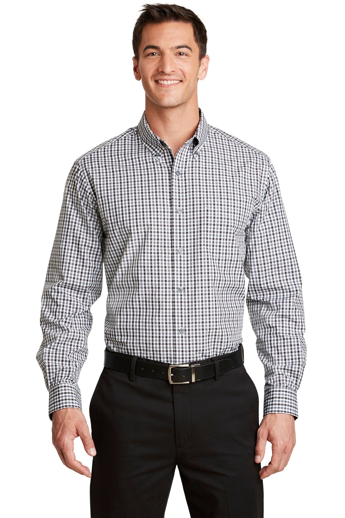 Custom Embroidered - Port Authority© Long Sleeve Gingham Easy Care Shirt. S654