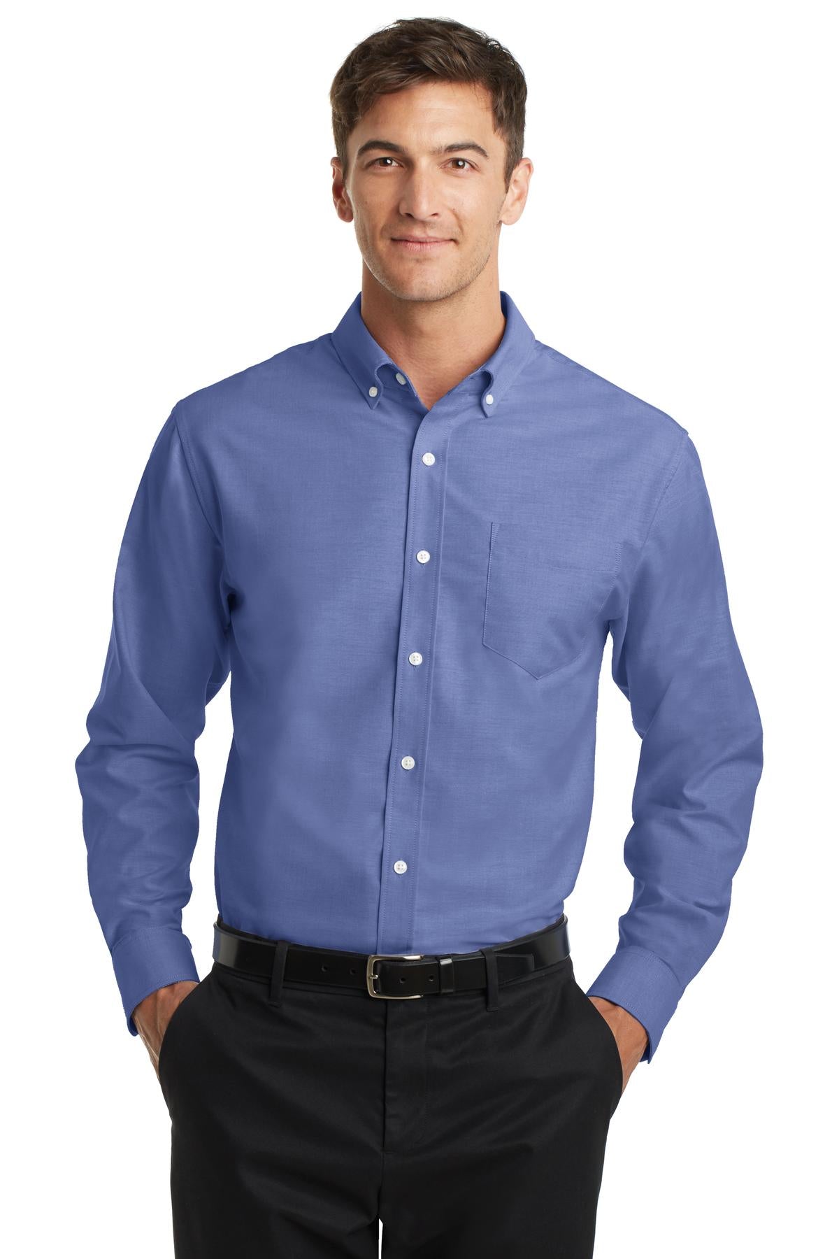 Custom Embroidery or DTF Print - Port Authority ® SuperPro ™ Oxford Shirt. S658