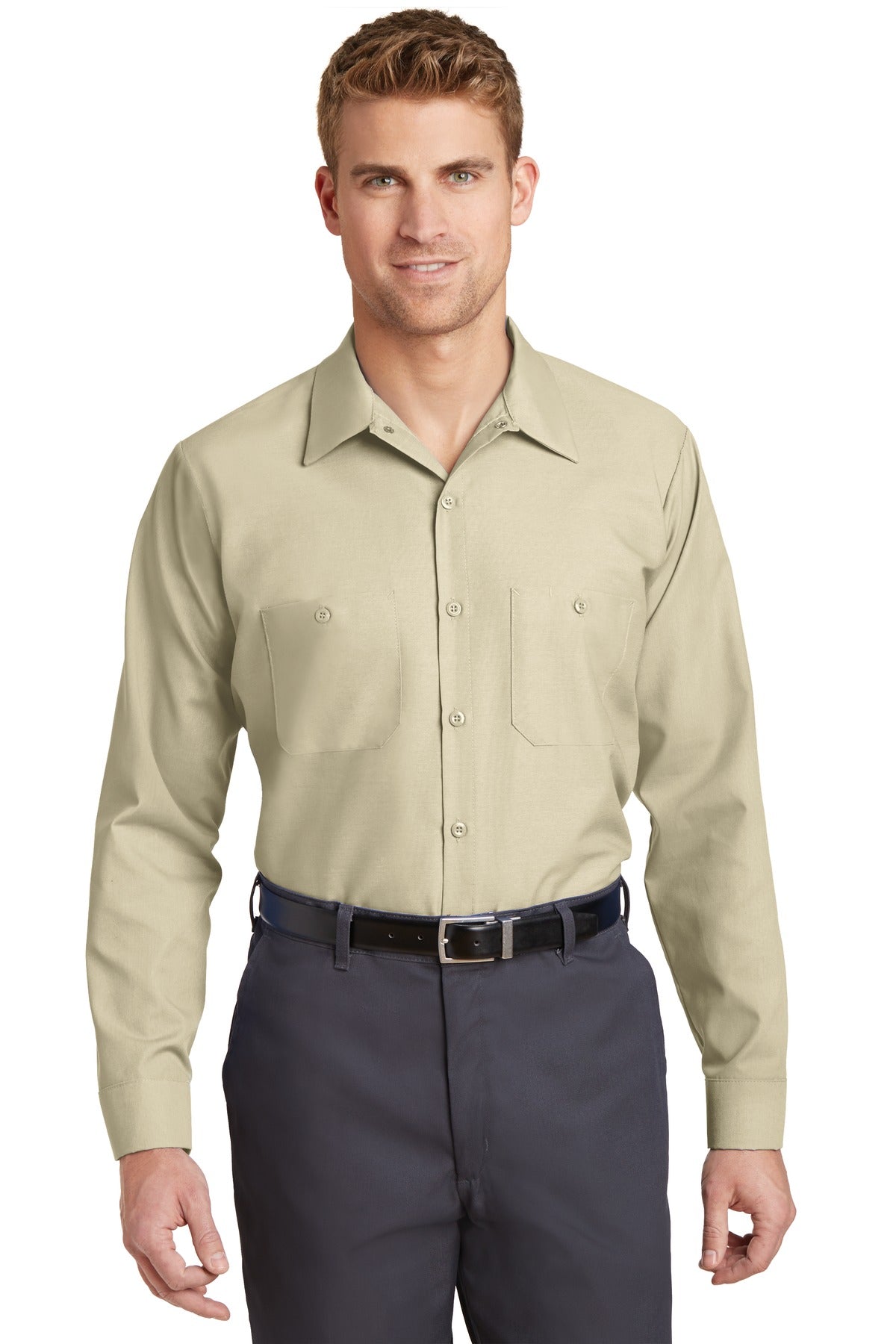 Custom Embroidery or DTF Print - Red Kap ® Long Size, Long Sleeve Industrial Work Shirt. SP14LONG