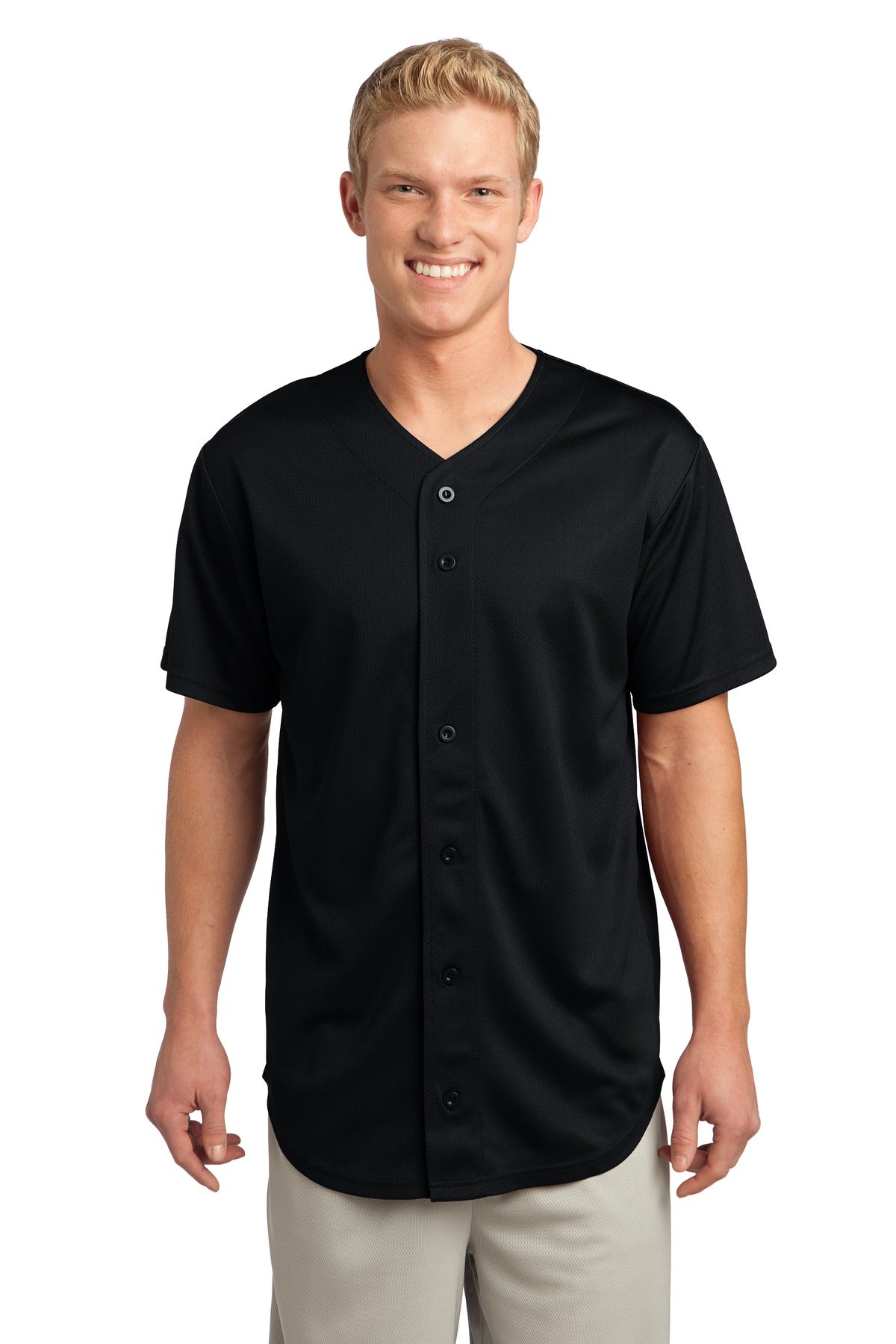 Custom Embroidered - Sport-Tek® PosiCharge® Tough Mesh Full-Button Jersey. ST220