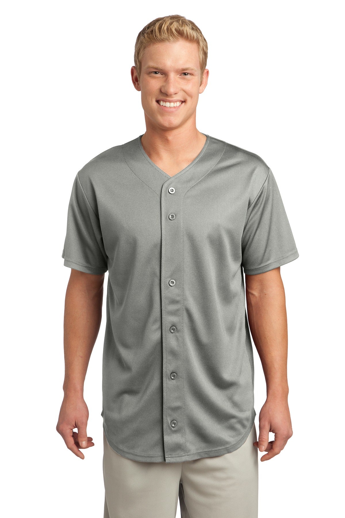 Custom Embroidered - Sport-Tek® PosiCharge® Tough Mesh Full-Button Jersey. ST220