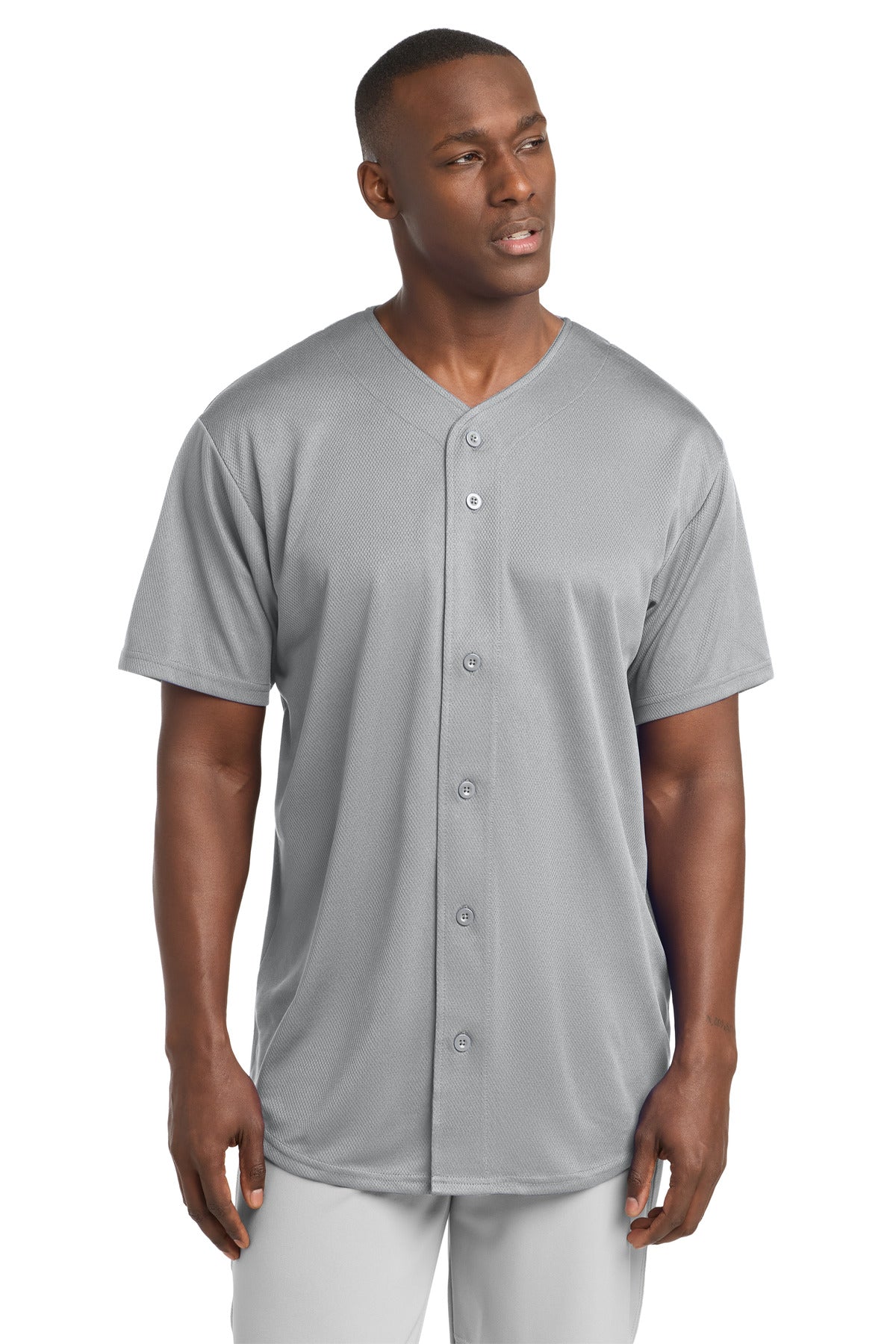 Custom Embroidery or DTF Print - Sport-Tek ® PosiCharge ® Tough Mesh Full-Button Jersey. ST220