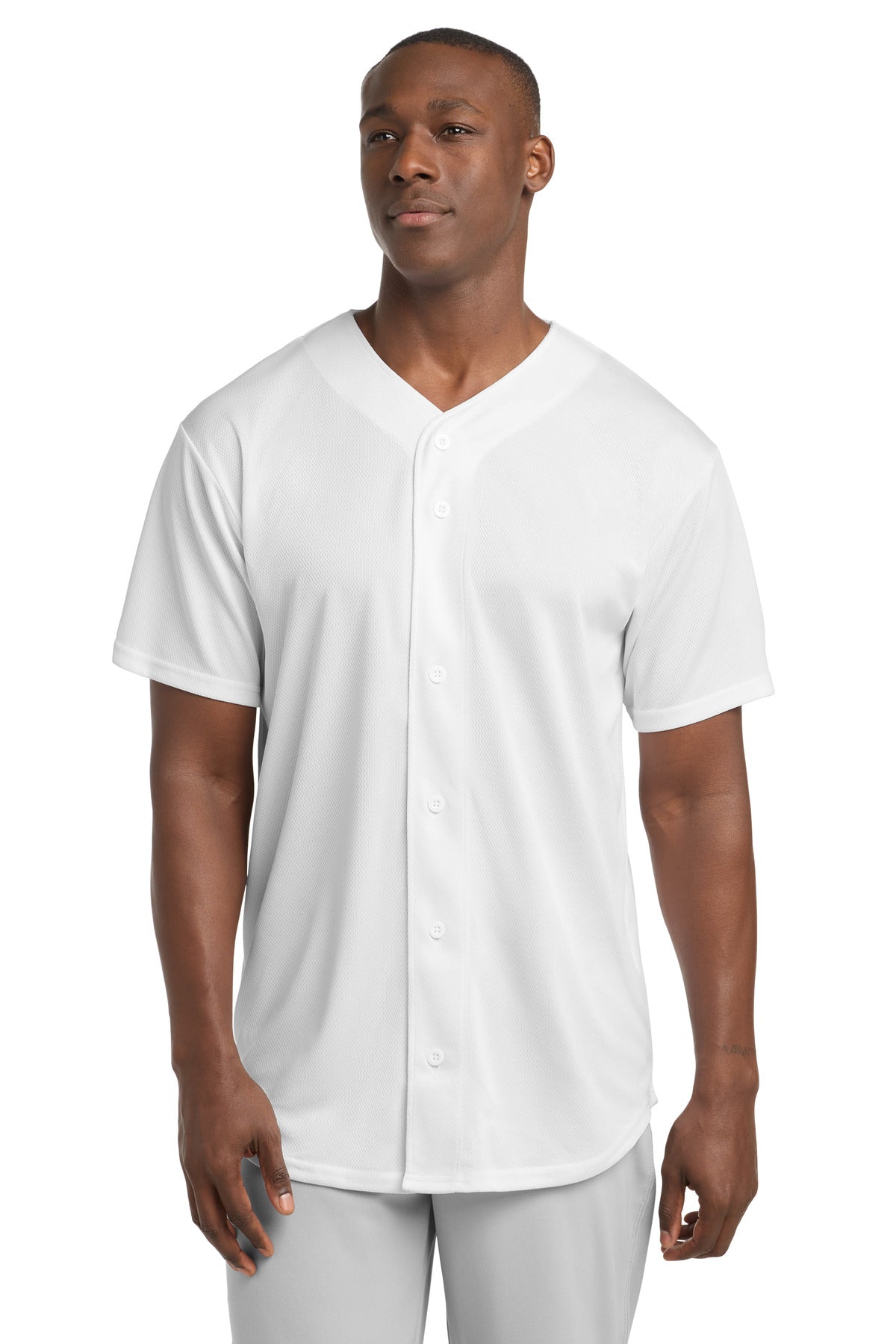 Custom Embroidery or DTF Print - Sport-Tek ® PosiCharge ® Tough Mesh Full-Button Jersey. ST220