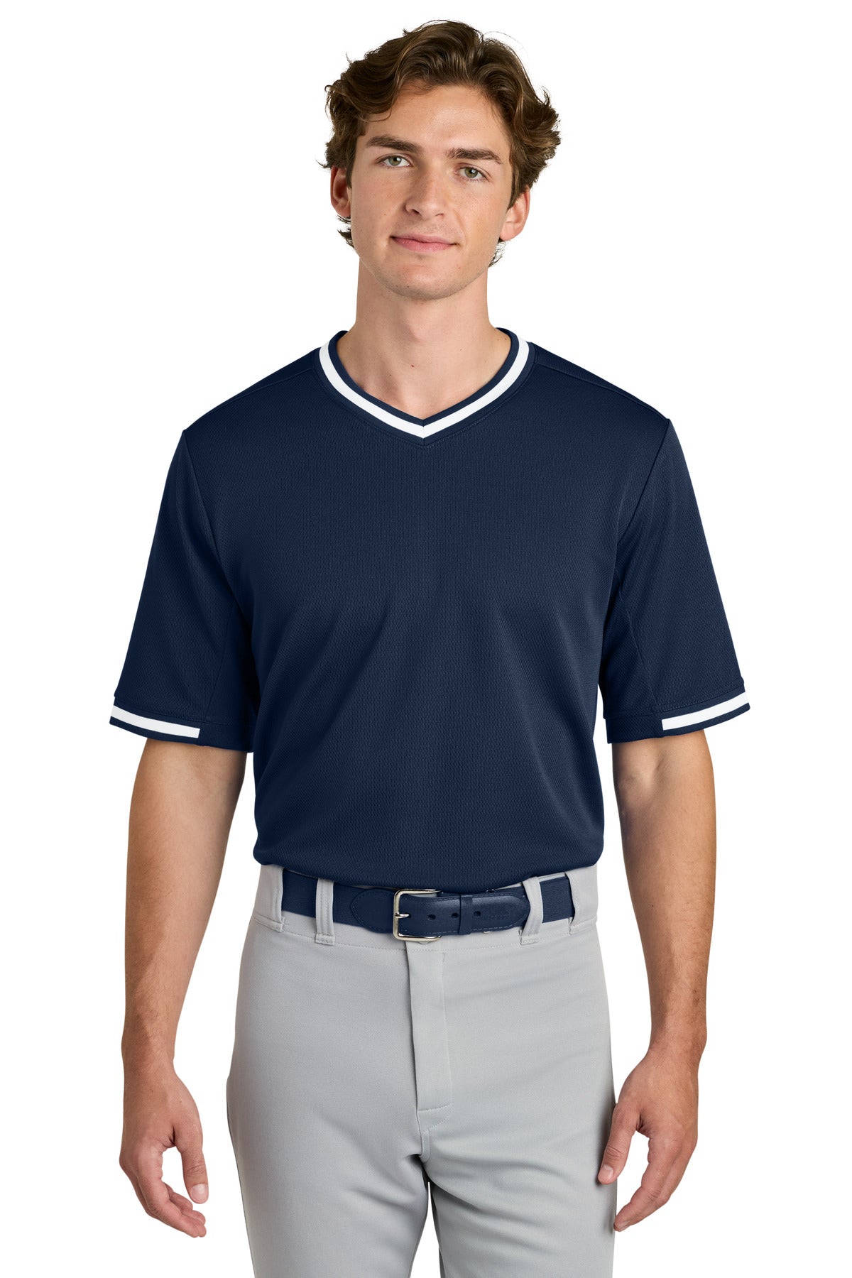 Custom Embroidery or DTF Print - Sport-Tek ® Tough Mesh V-Neck Baseball Jersey ST221