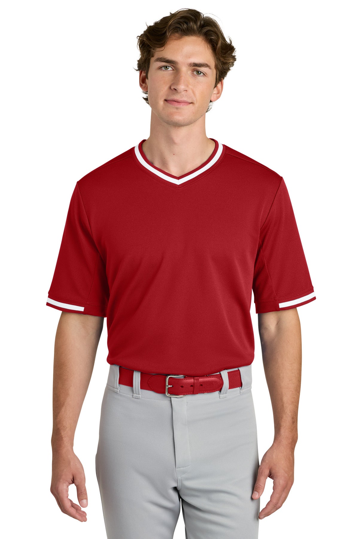 Custom Embroidery or DTF Print - Sport-Tek ® Tough Mesh V-Neck Baseball Jersey ST221