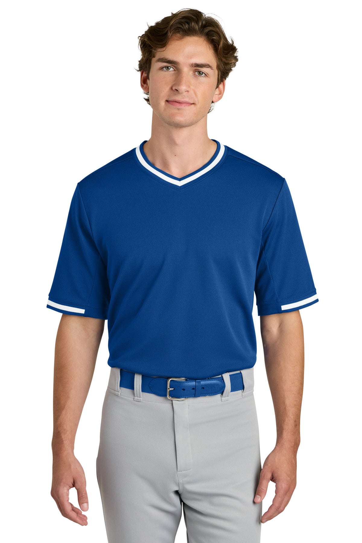 Custom Embroidery or DTF Print - Sport-Tek ® Tough Mesh V-Neck Baseball Jersey ST221