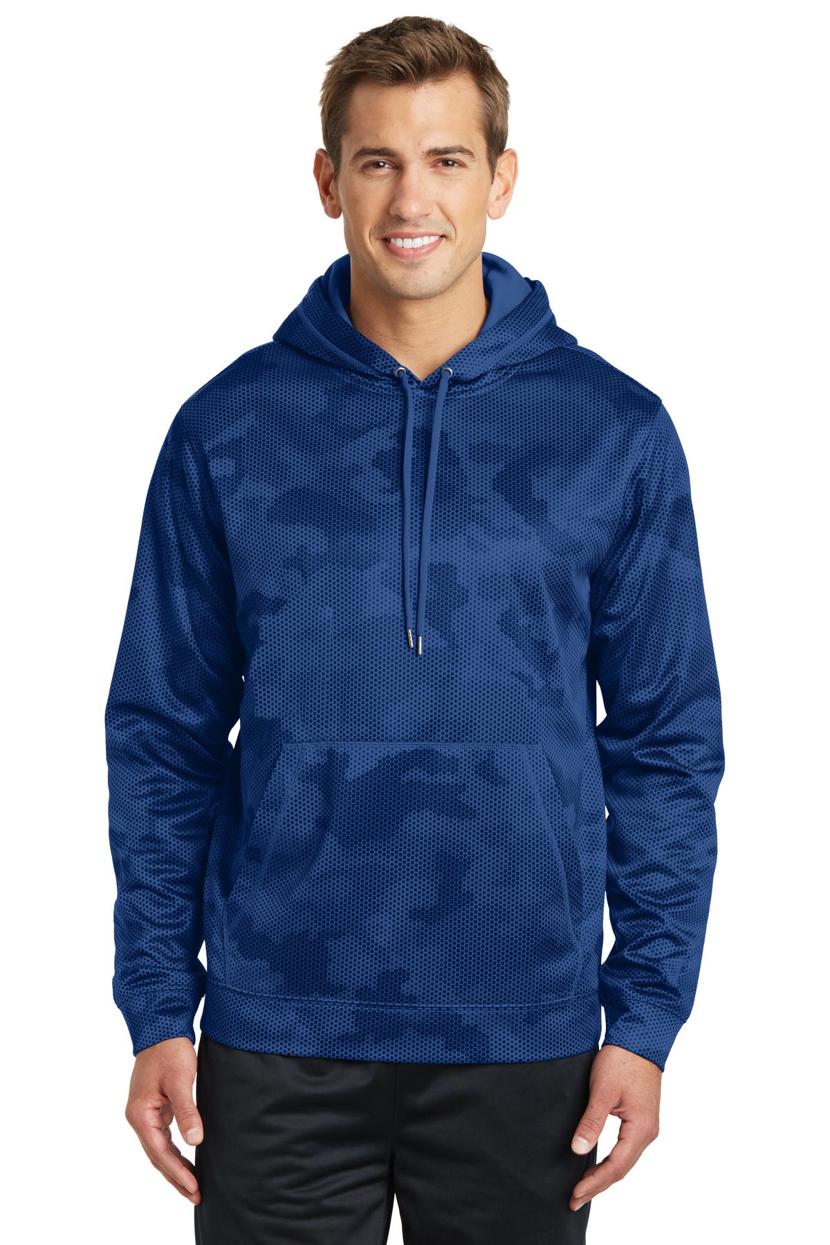 Custom Embroidered or DTF Print on Sport-Tek ® Sport-Wick ® CamoHex Fleece Hooded Pullover. ST240