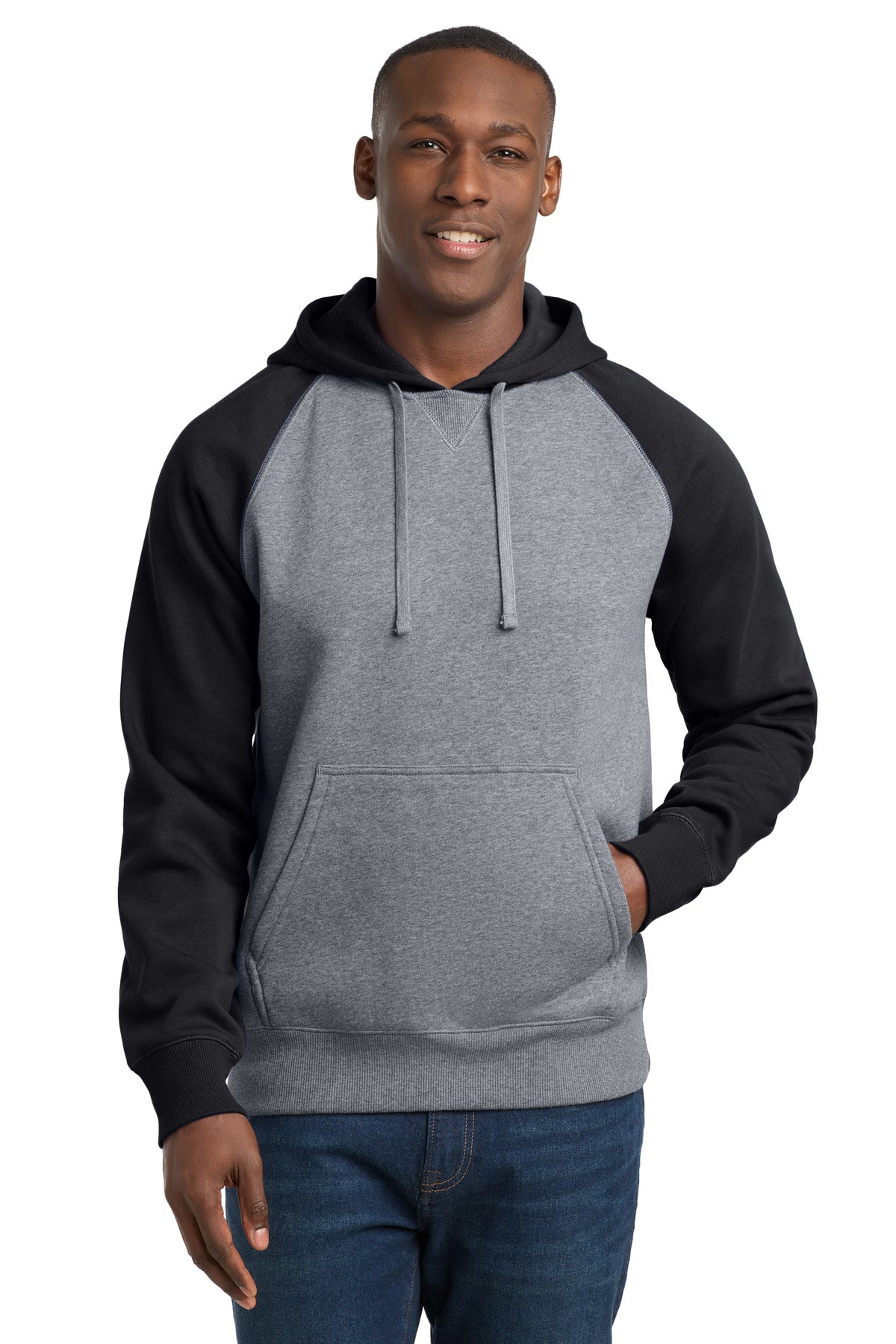 Custom Embroidery or DTF Print - Sport-Tek ® Raglan Colorblock Pullover Hooded Sweatshirt. ST267
