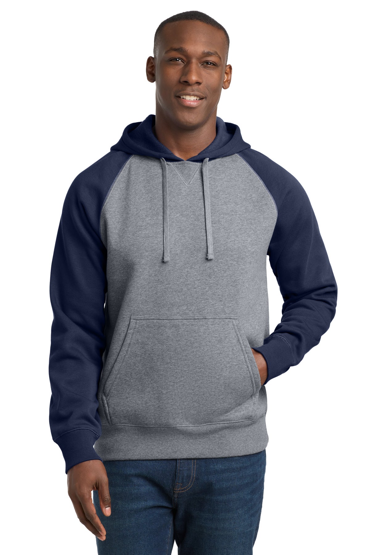 Custom Embroidery or DTF Print - Sport-Tek ® Raglan Colorblock Pullover Hooded Sweatshirt. ST267