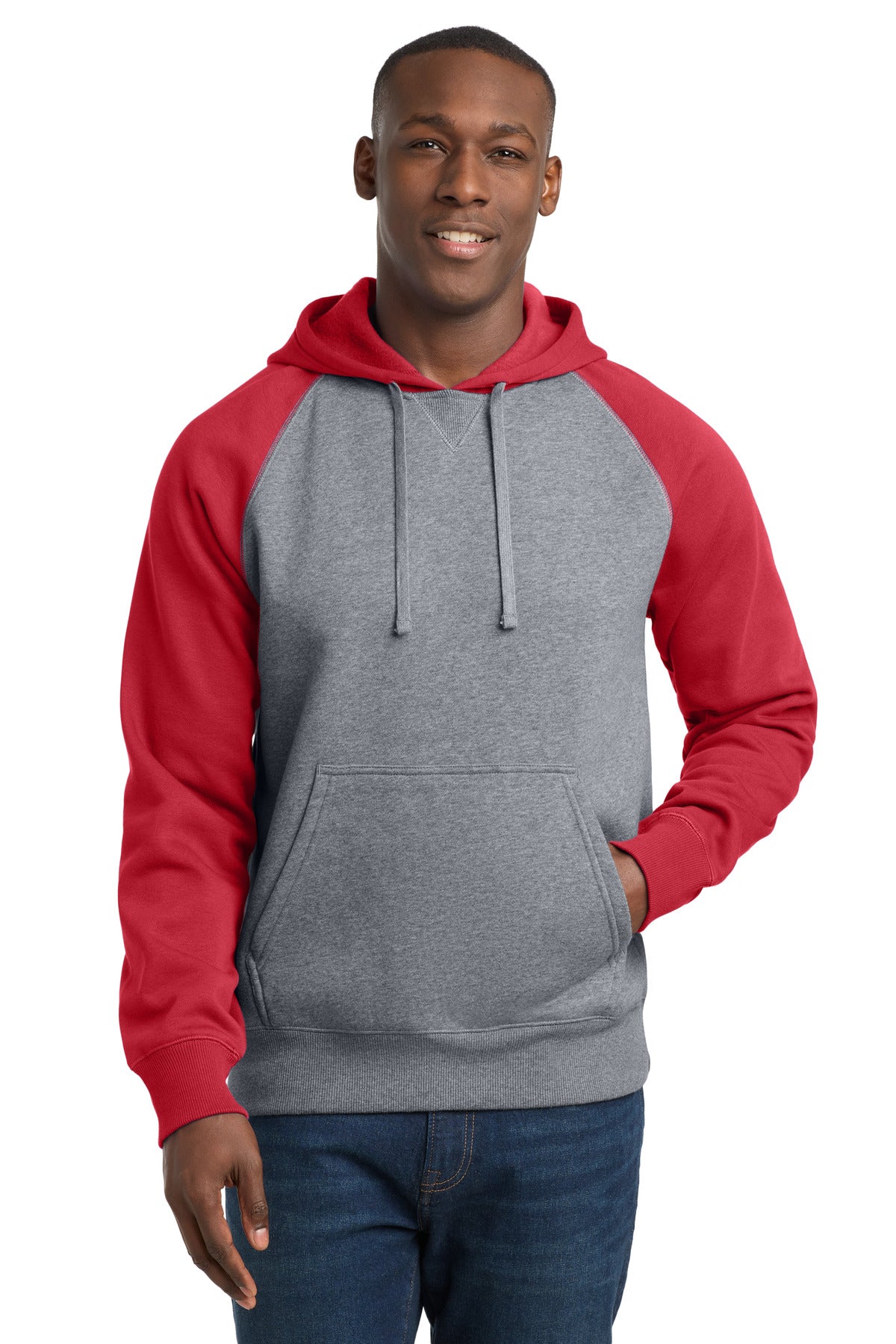 Custom Embroidery or DTF Print - Sport-Tek ® Raglan Colorblock Pullover Hooded Sweatshirt. ST267