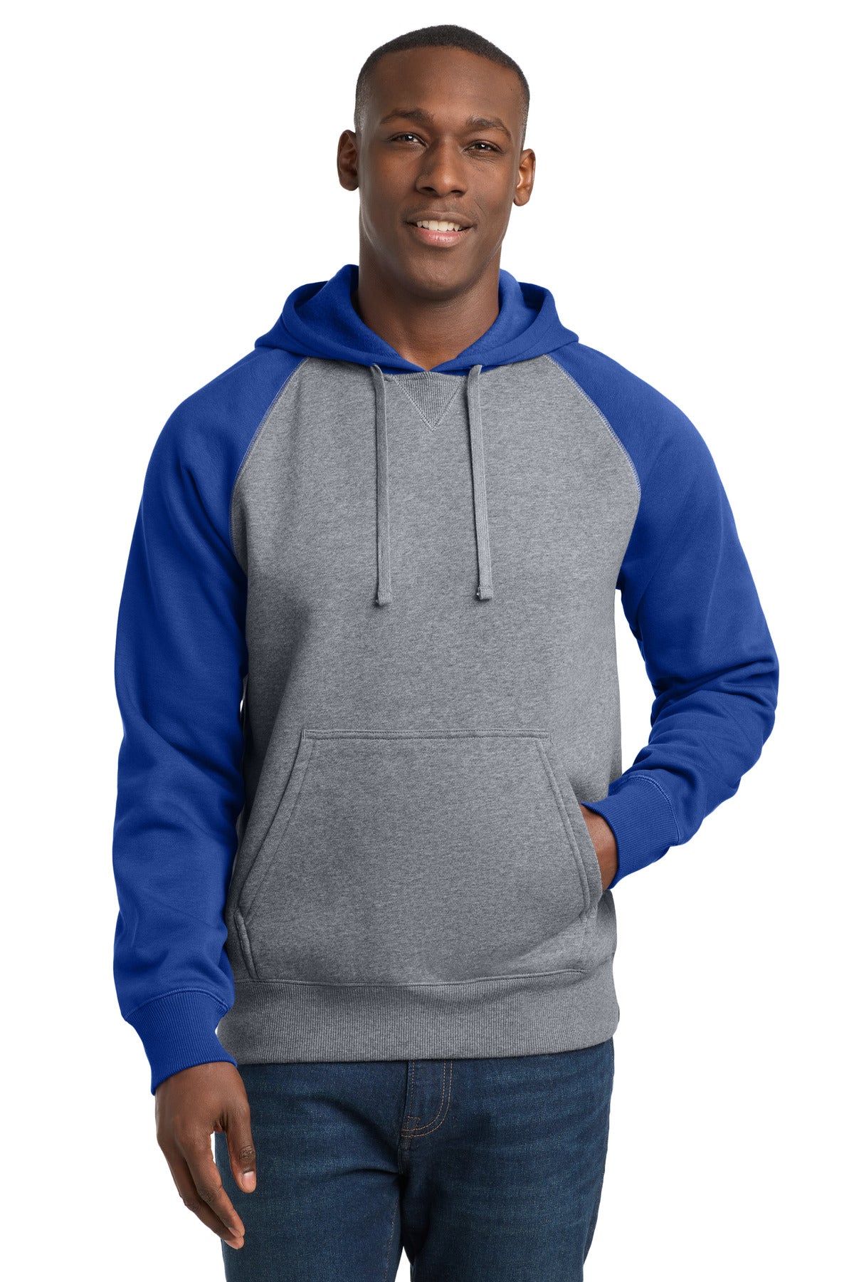 Custom Embroidery or DTF Print - Sport-Tek ® Raglan Colorblock Pullover Hooded Sweatshirt. ST267