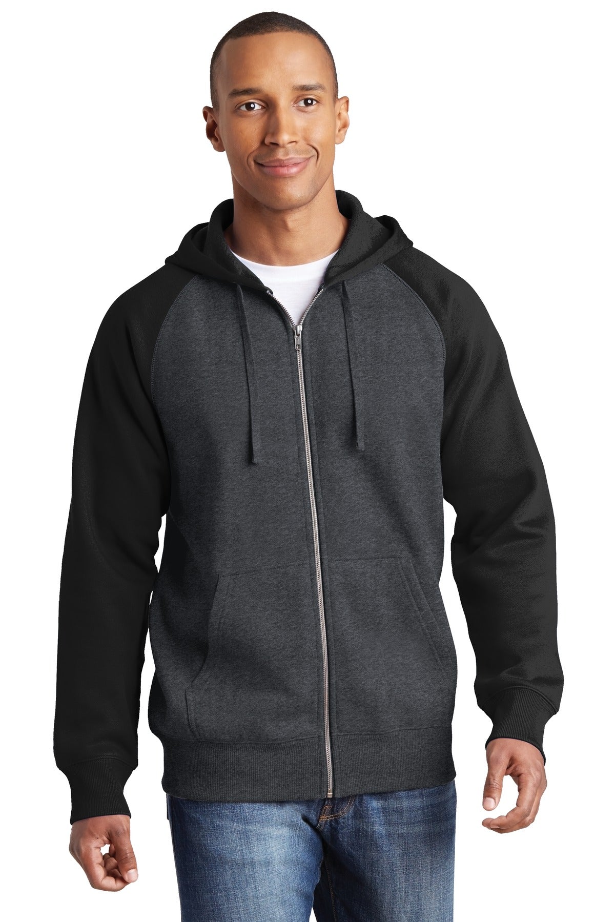 Custom Embroidered - Sport-Tek® Raglan Colorblock Full-Zip Hooded Fleece Jacket. ST269