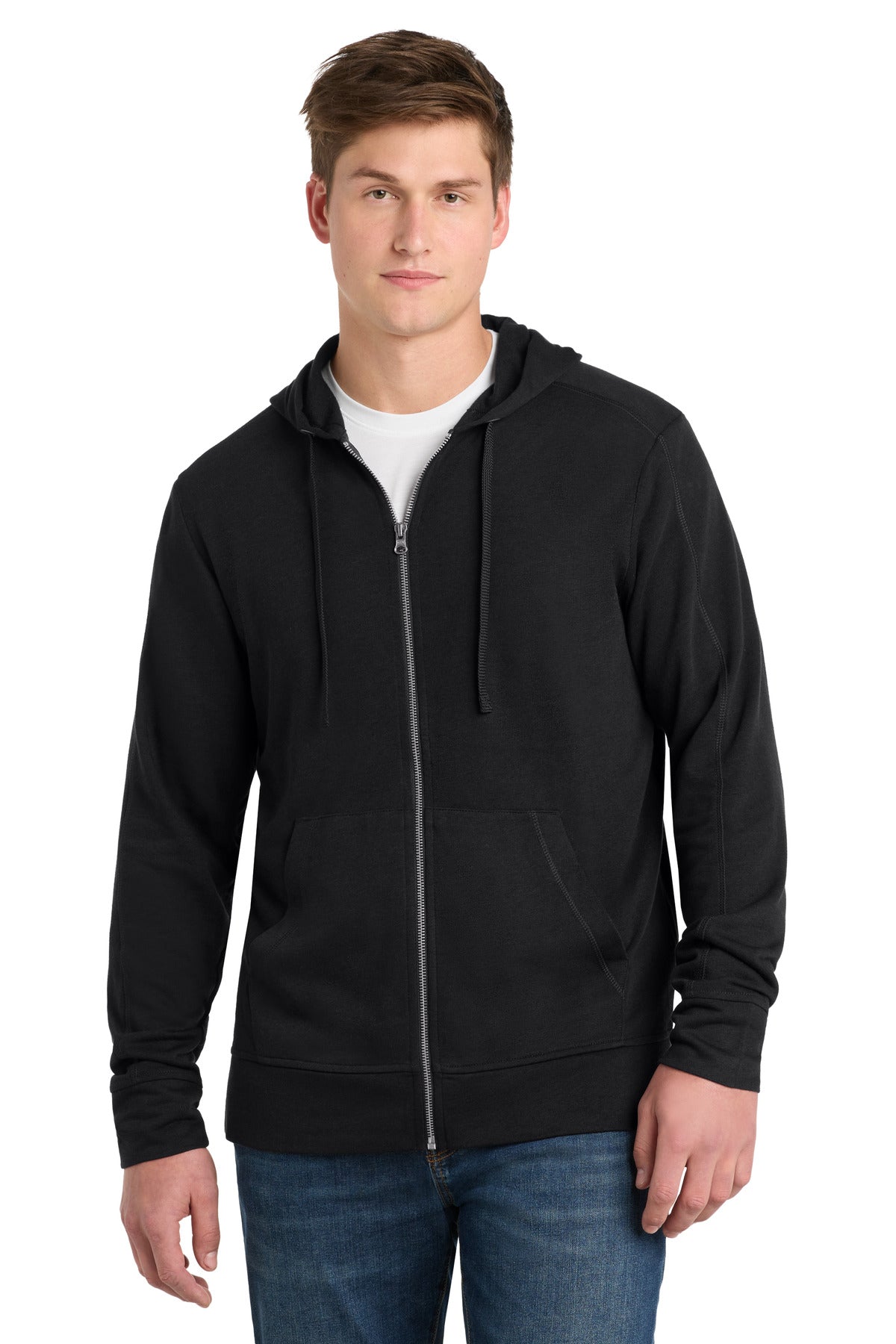 Custom Embroidery or DTF Print - Sport-Tek ® PosiCharge ® Tri-Blend Wicking Fleece Full-Zip Hooded Jacket ST293