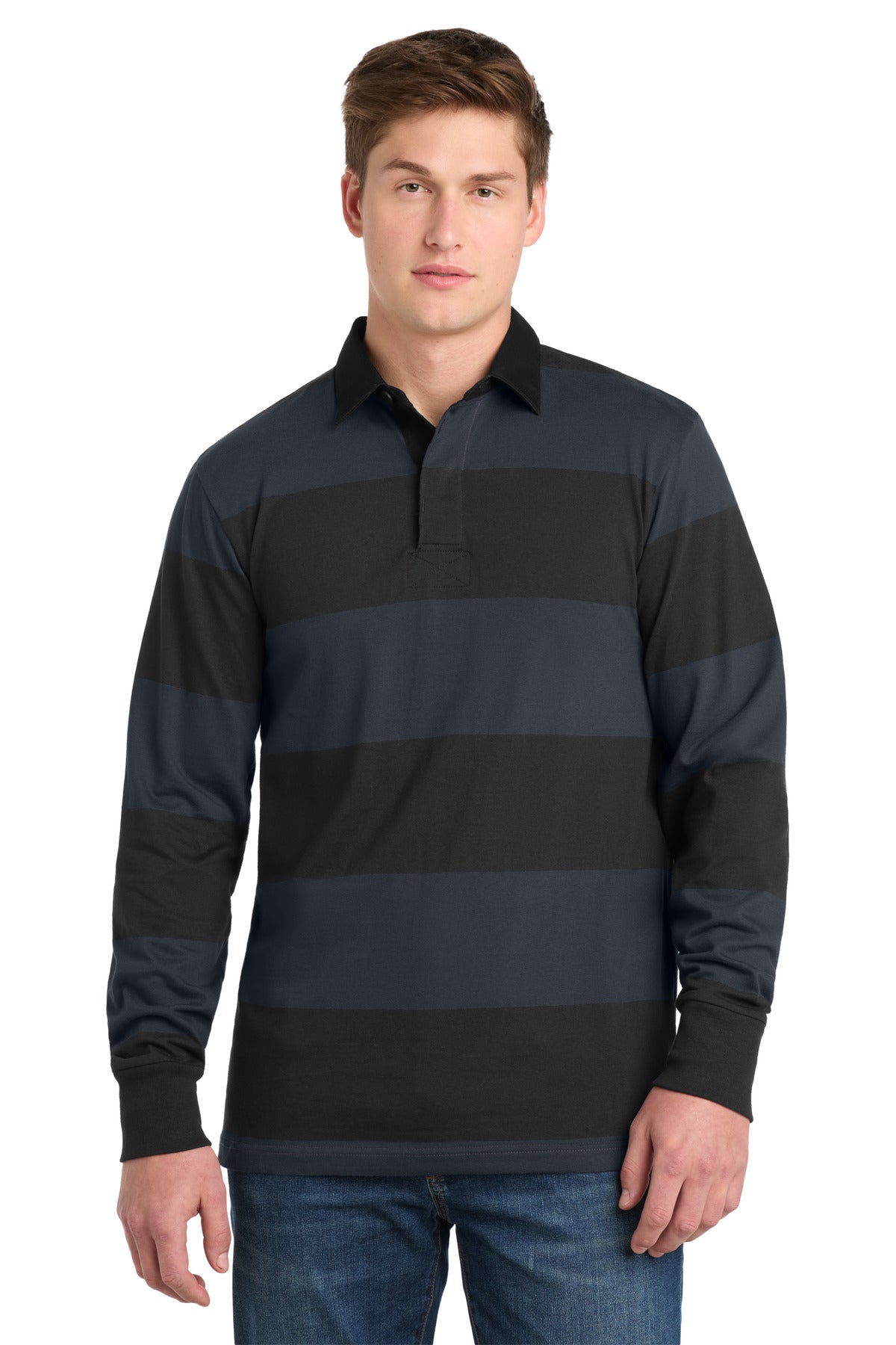 Custom Embroidery or DTF Print - Sport-Tek ® Classic Long Sleeve Rugby Polo. ST301
