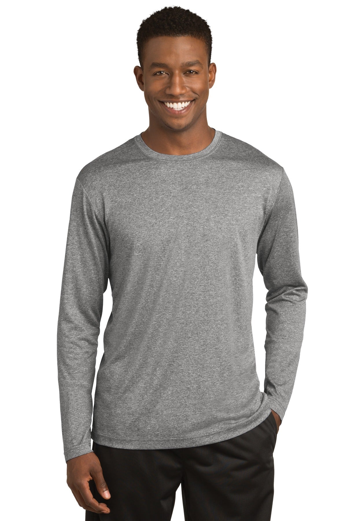 Custom Embroidered - Sport-Tek® Long Sleeve Heather Contender™ Tee. ST360LS