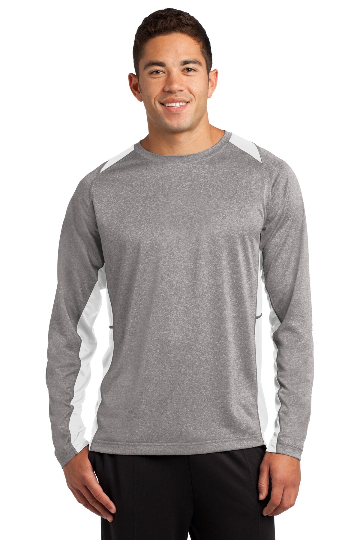 Custom Embroidered - Sport-Tek® Long Sleeve Heather Colorblock Contender™ Tee. ST361LS