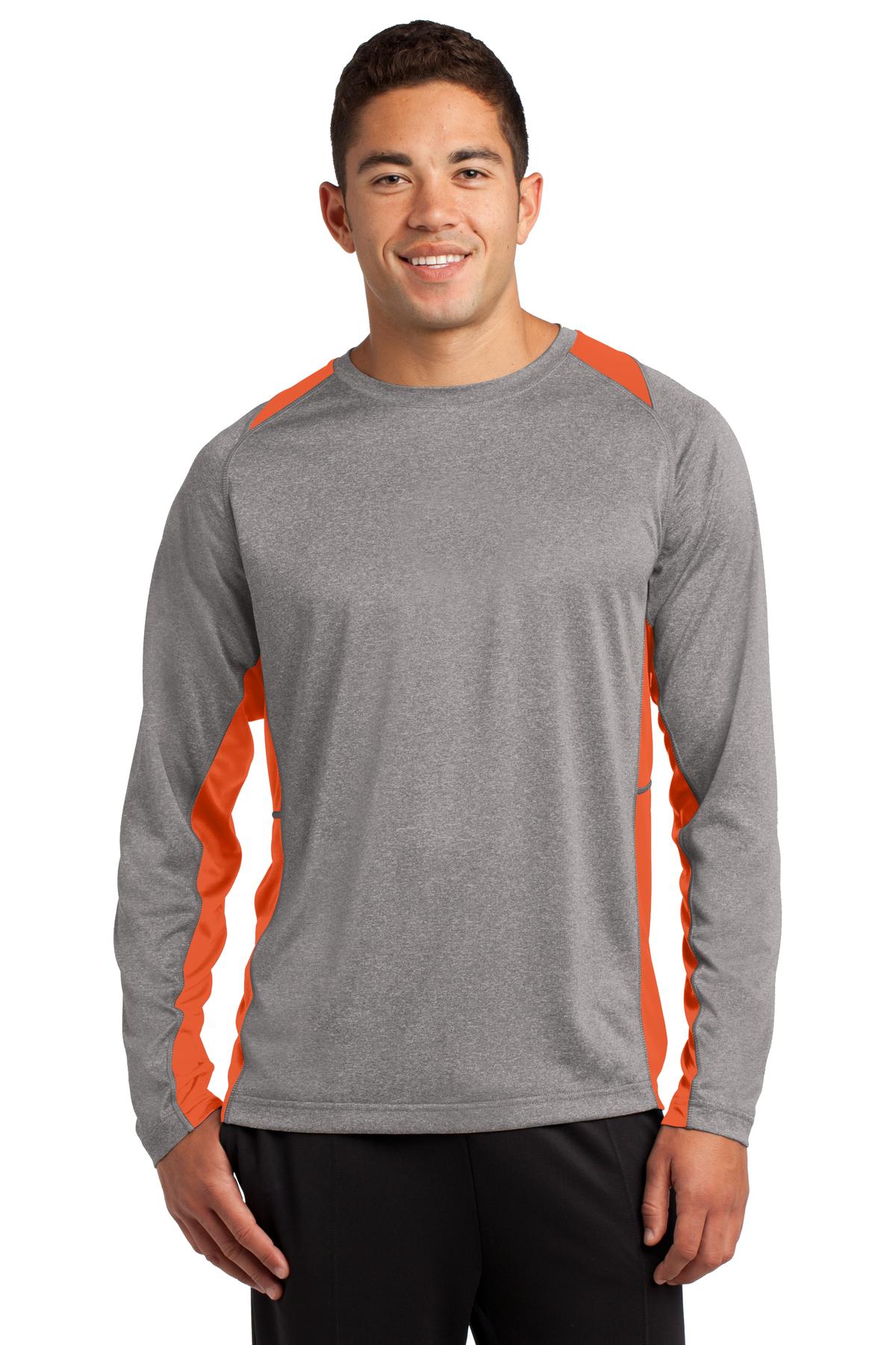 Custom Embroidered - Sport-Tek® Long Sleeve Heather Colorblock Contender™ Tee. ST361LS