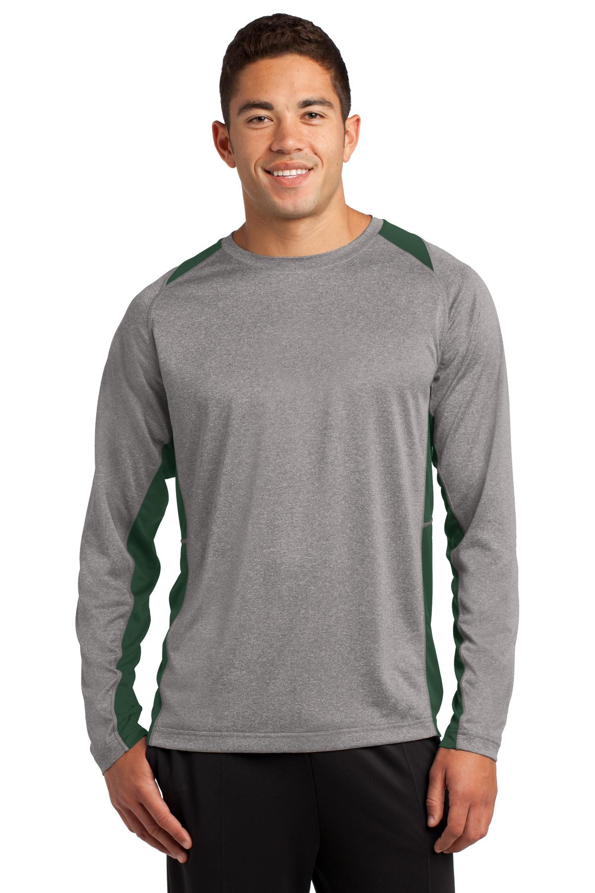 Custom Embroidered - Sport-Tek® Long Sleeve Heather Colorblock Contender™ Tee. ST361LS