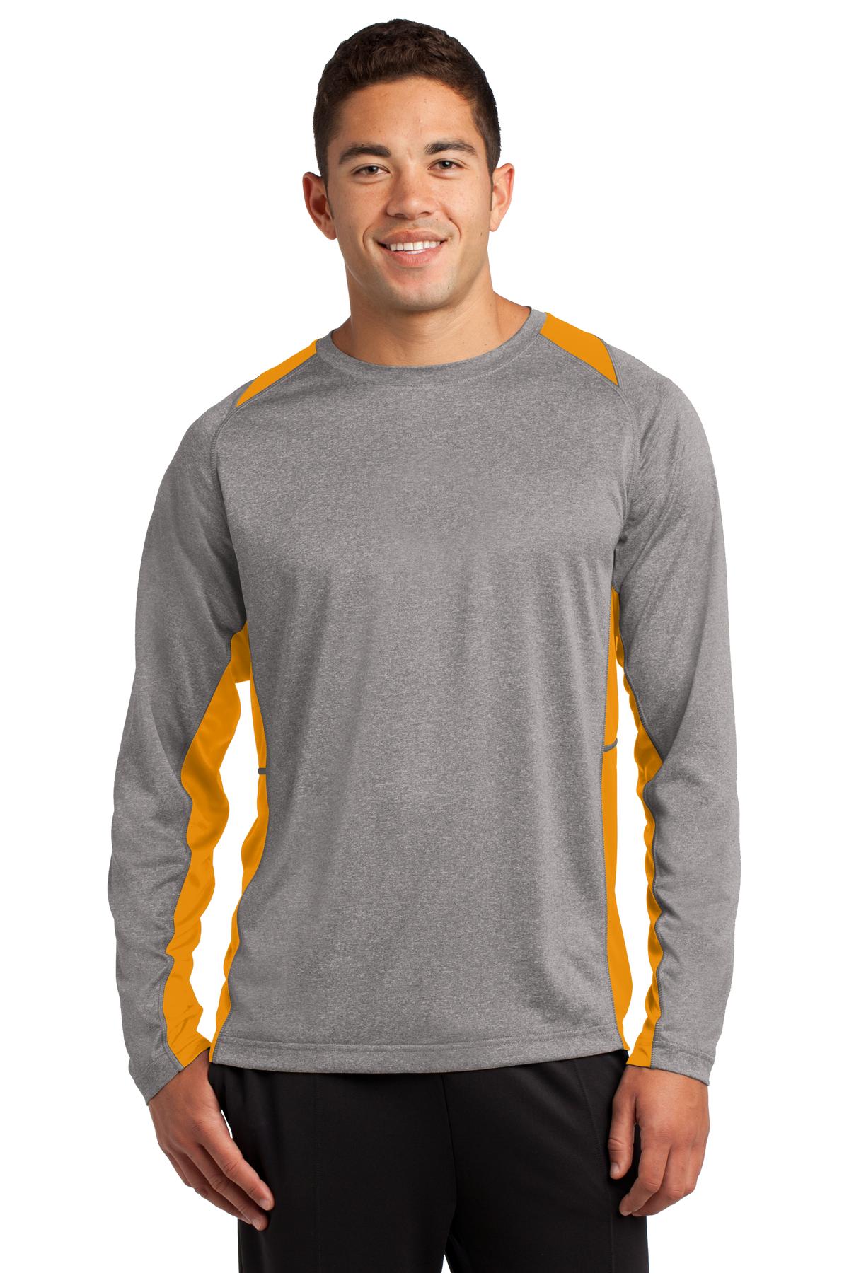 Custom Embroidered - Sport-Tek® Long Sleeve Heather Colorblock Contender™ Tee. ST361LS