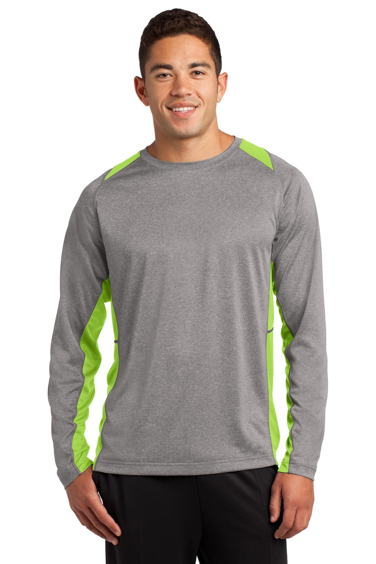 Custom Embroidered - Sport-Tek® Long Sleeve Heather Colorblock Contender™ Tee. ST361LS