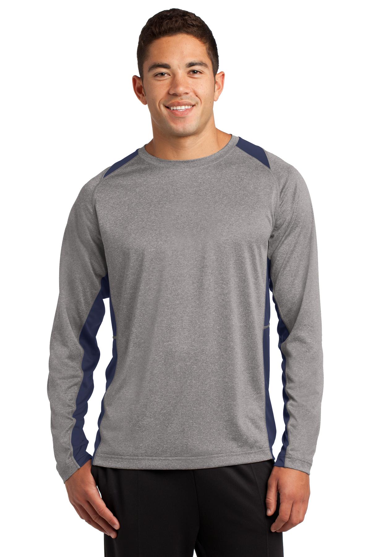 Custom Embroidered - Sport-Tek® Long Sleeve Heather Colorblock Contender™ Tee. ST361LS