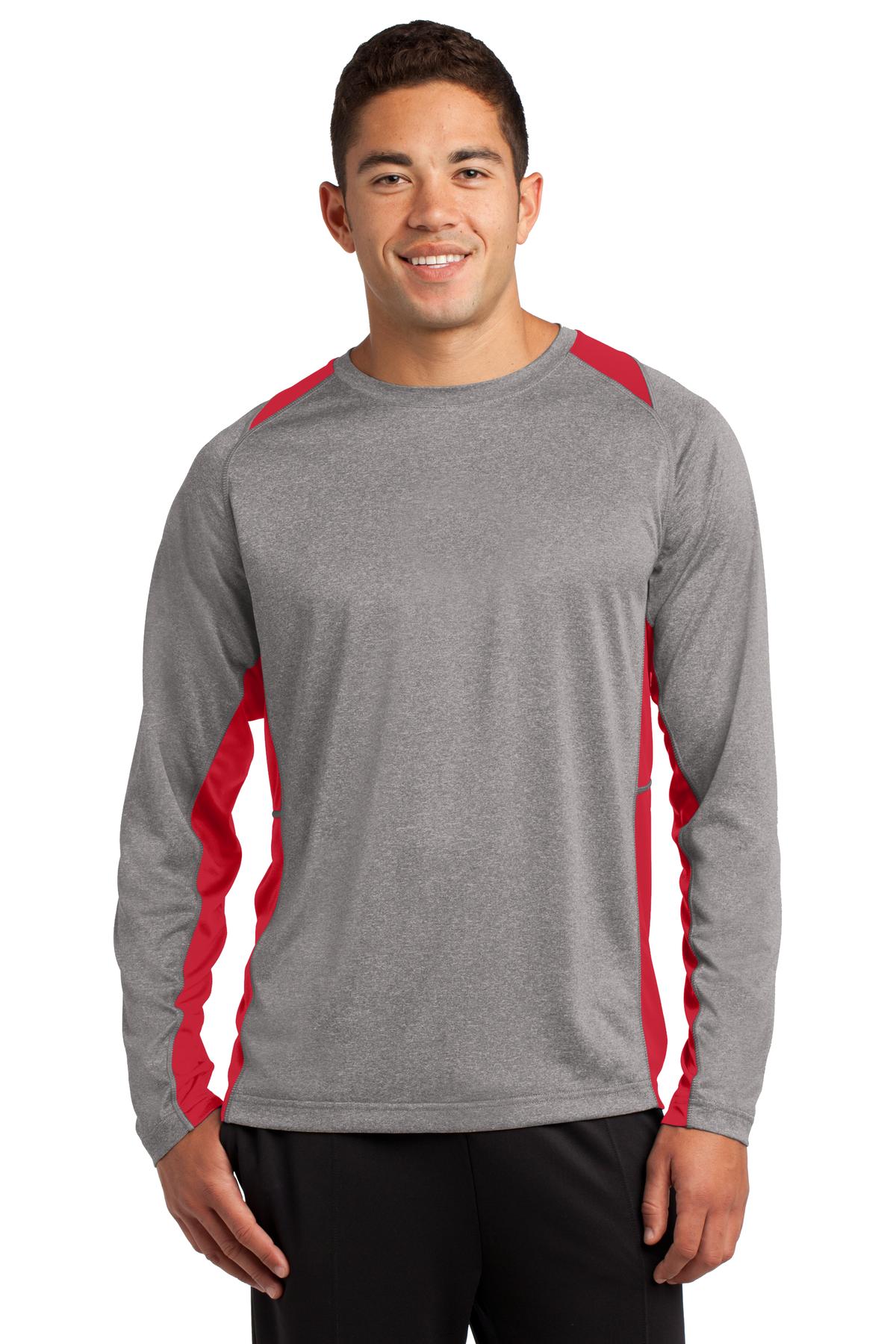 Custom Embroidered - Sport-Tek® Long Sleeve Heather Colorblock Contender™ Tee. ST361LS